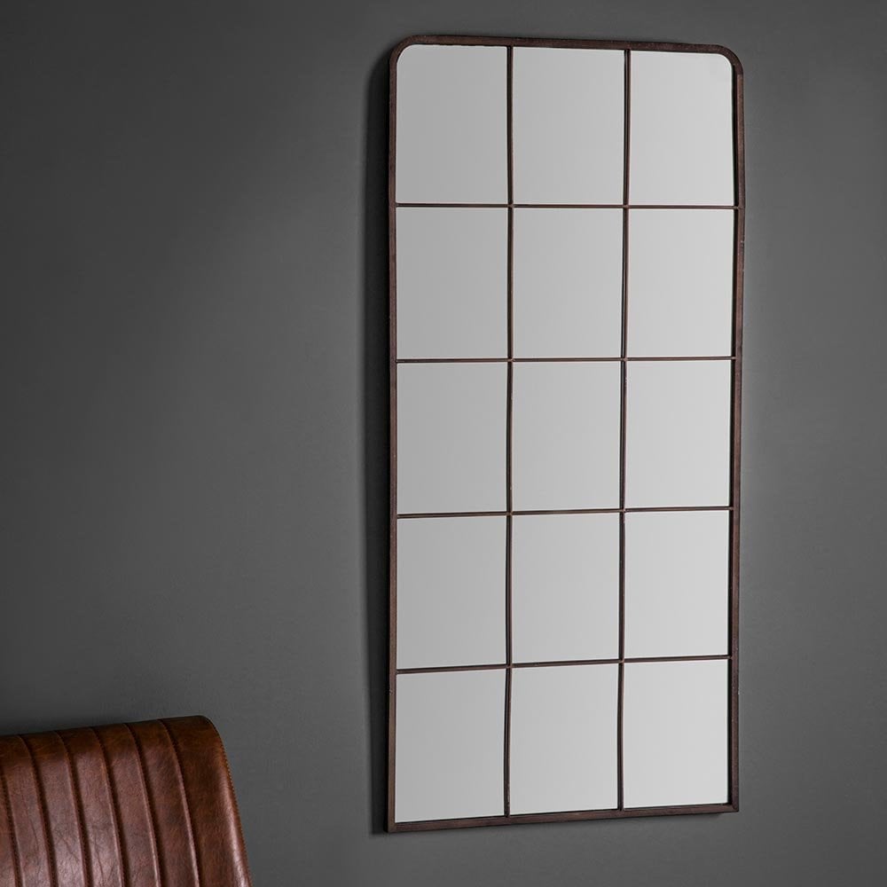 Mura Kent Arch Full Length Window Wall Mirror - Black Rustic