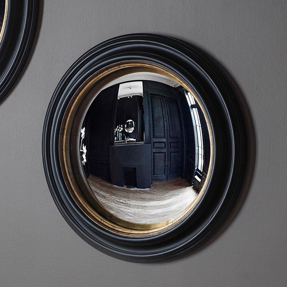 Mura Sussex Medium Round Convex Wall Mirror - Matt Black
