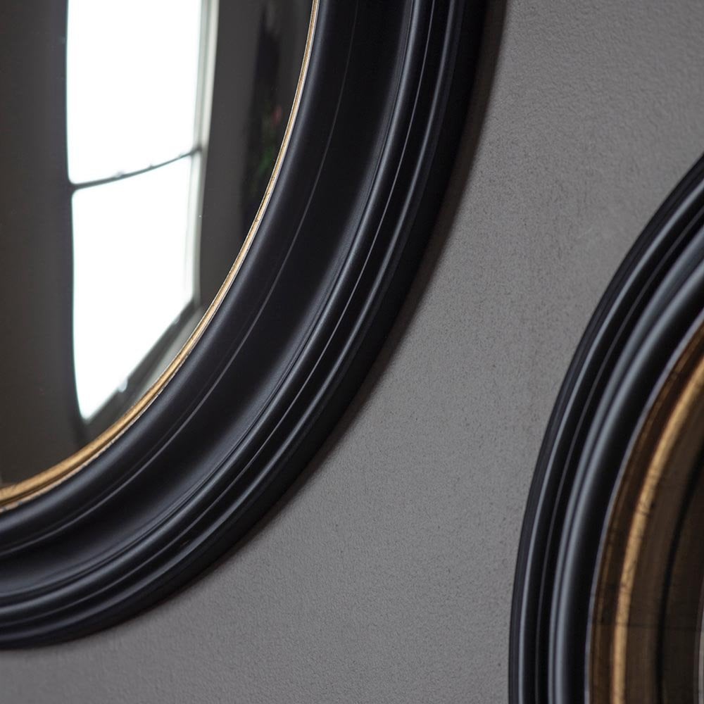 Mura Sussex Medium Round Convex Wall Mirror - Matt Black