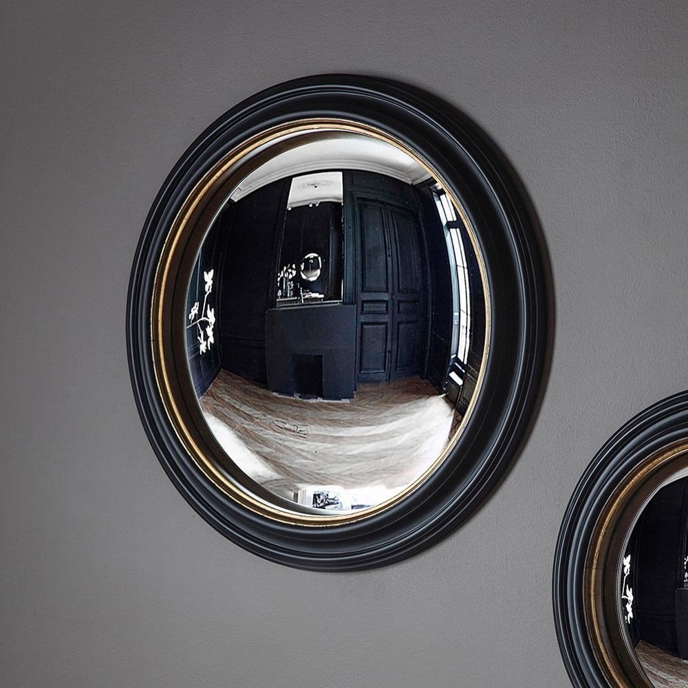 Mura Sussex Large Round Convex Wall Mirror - Matt Black