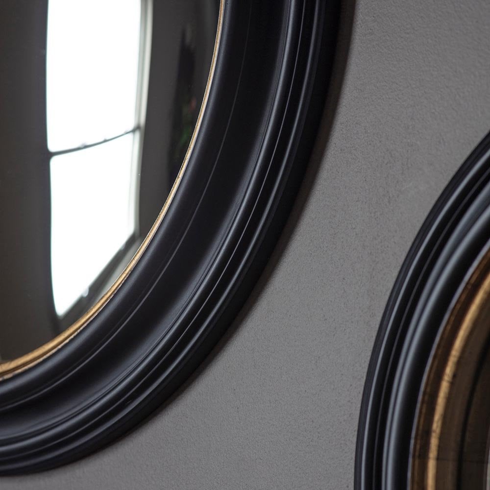 Mura Sussex Large Round Convex Wall Mirror - Matt Black