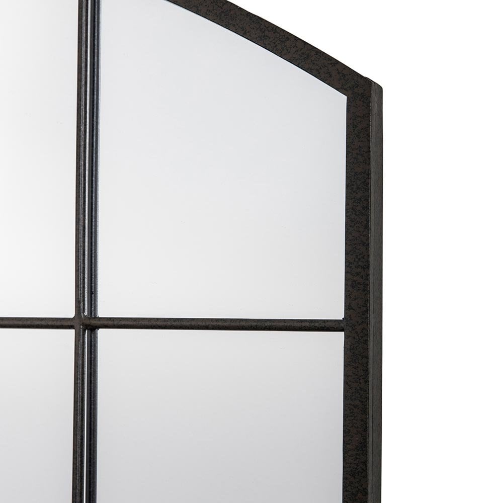Mura York Arched Window Wall Mirror - Black Rustic
