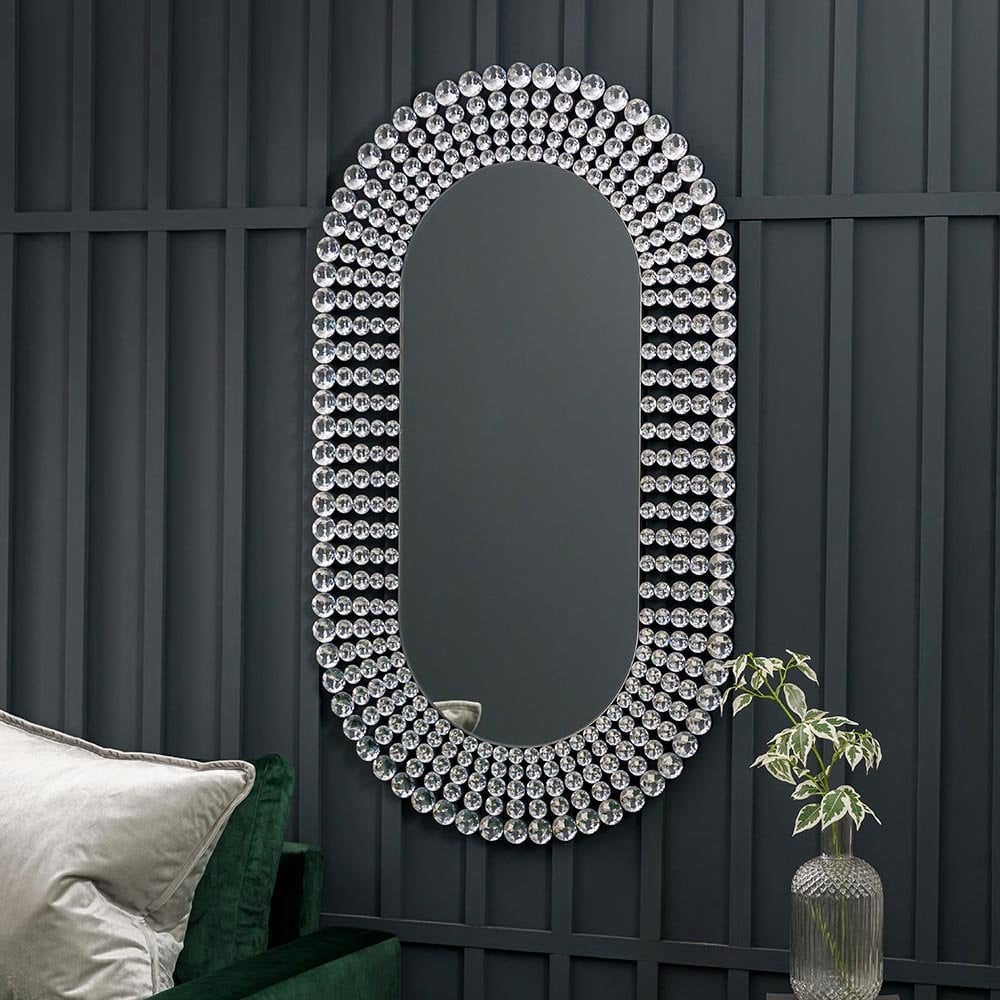 Mura Riley Ellipse Wall Mirror - Clear Faceted Acrylic Edge