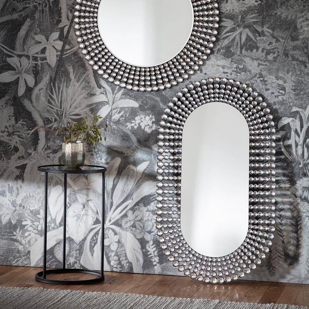 Mura Riley Ellipse Wall Mirror - Clear Faceted Acrylic Edge