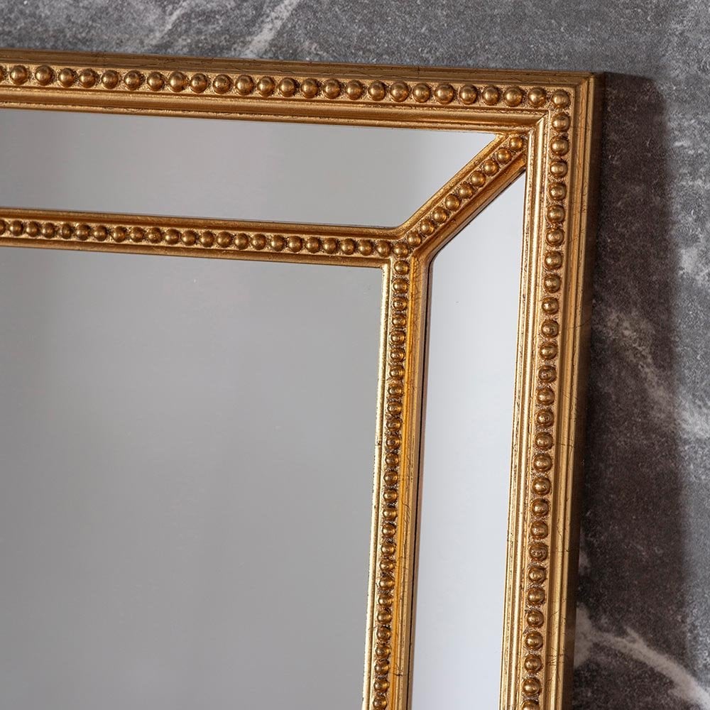 Mura Crown Rectangular Wall Mirror - Antique Gold