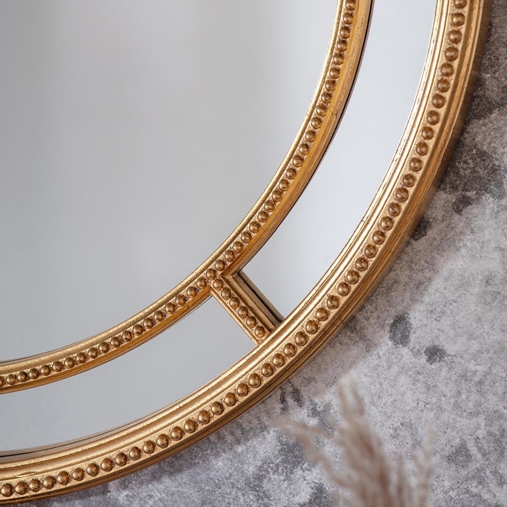 Mura Crown Round Wall Mirror - Antique Gold