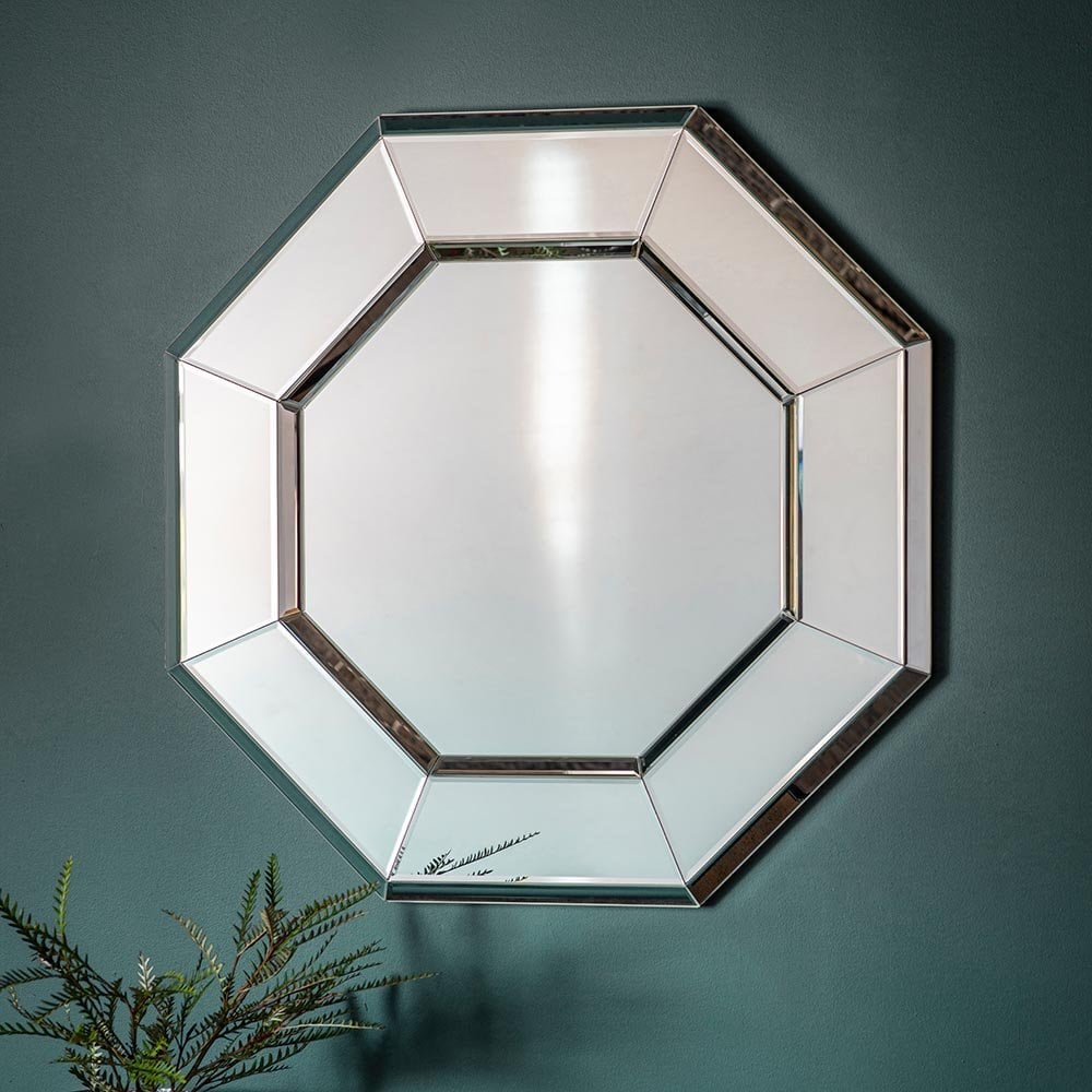 Mura Bridge Octagon Wall Mirror - Black & Clear Glass