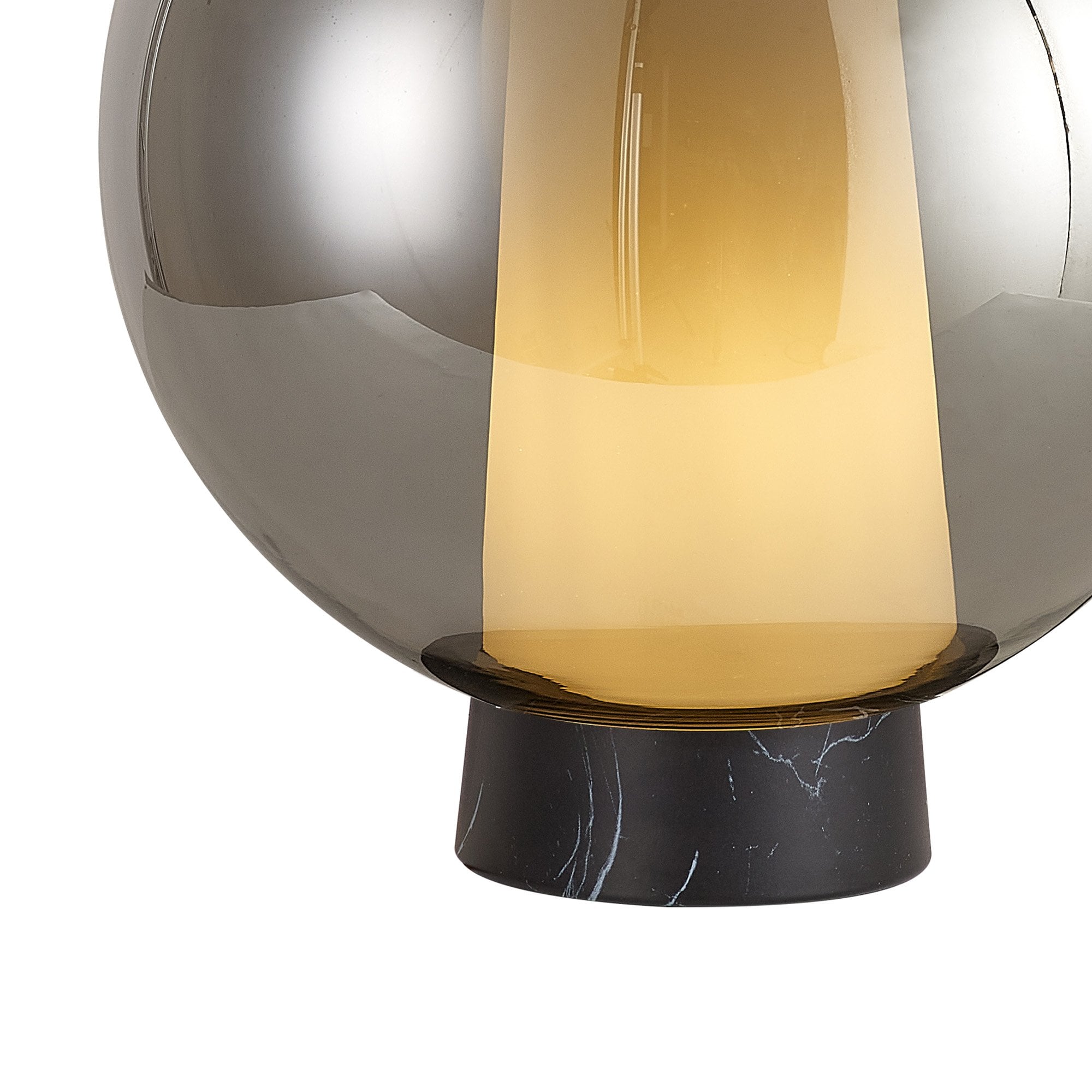 Mantra Nora 1 Light Ball Table Lamp - Black, Black Marble & Chrome Glass