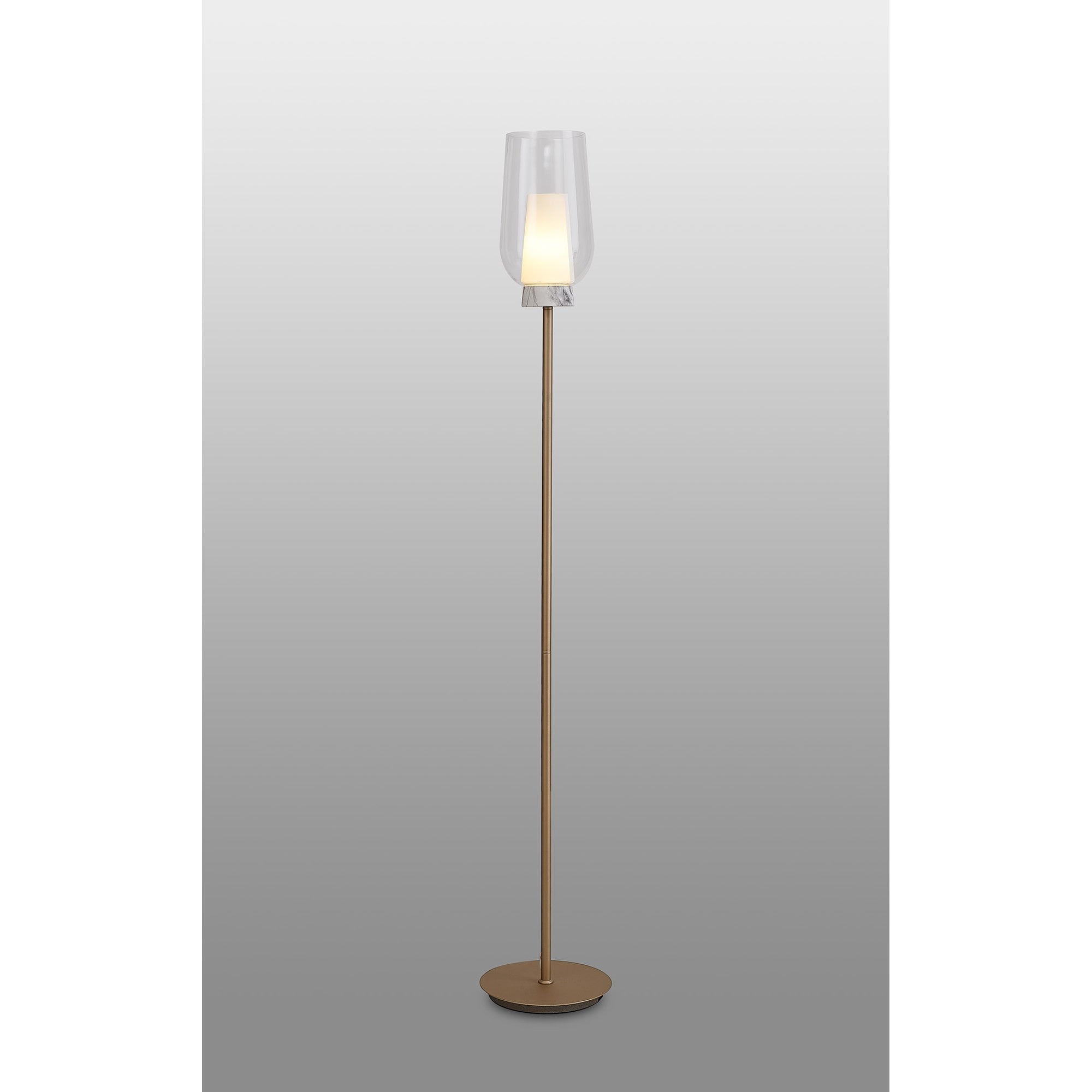 Mantra Nora 1 Light Floor Lamp - Gold, White & Clear Glass With Frosted Inner
