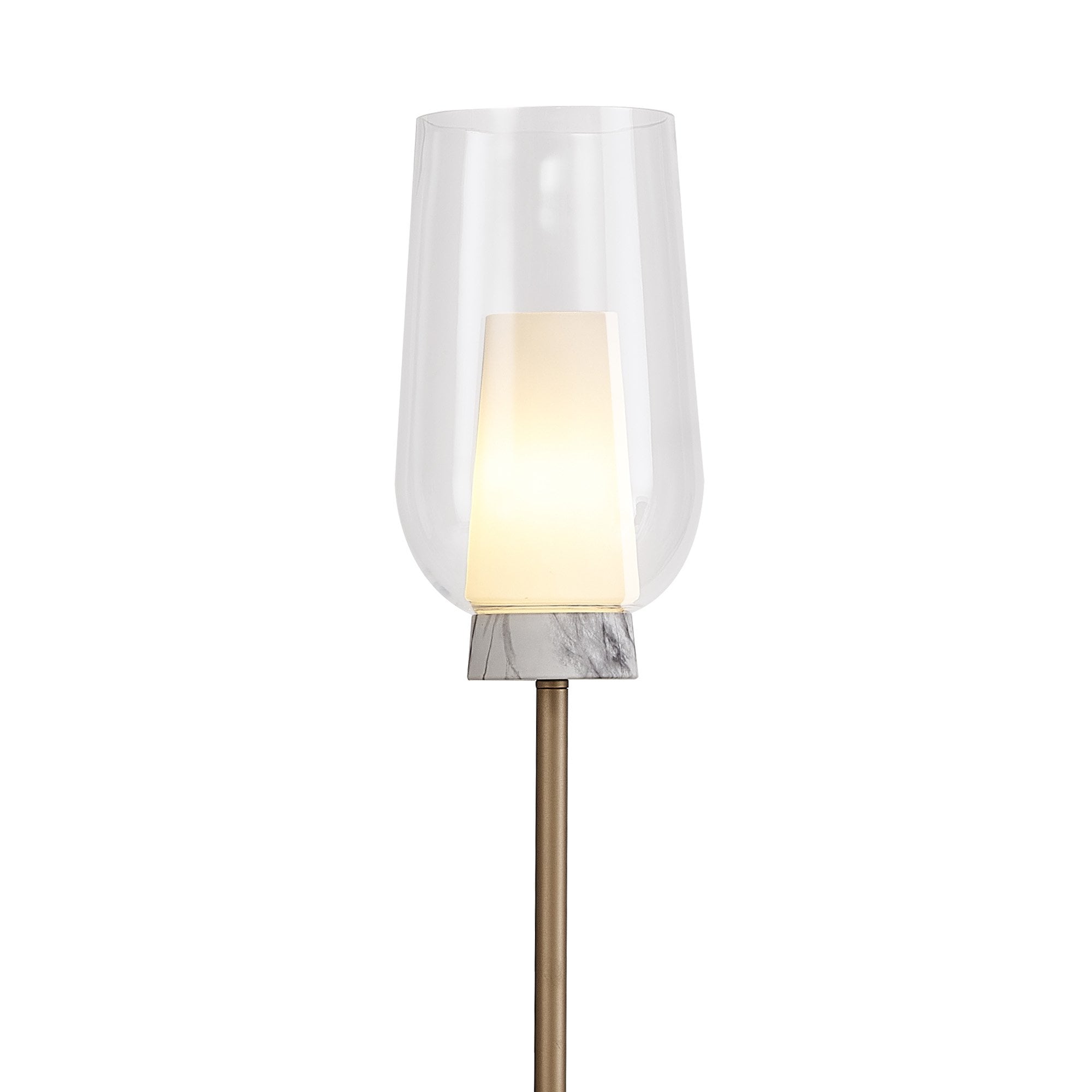 Mantra Nora 1 Light Floor Lamp - Gold, White & Clear Glass With Frosted Inner