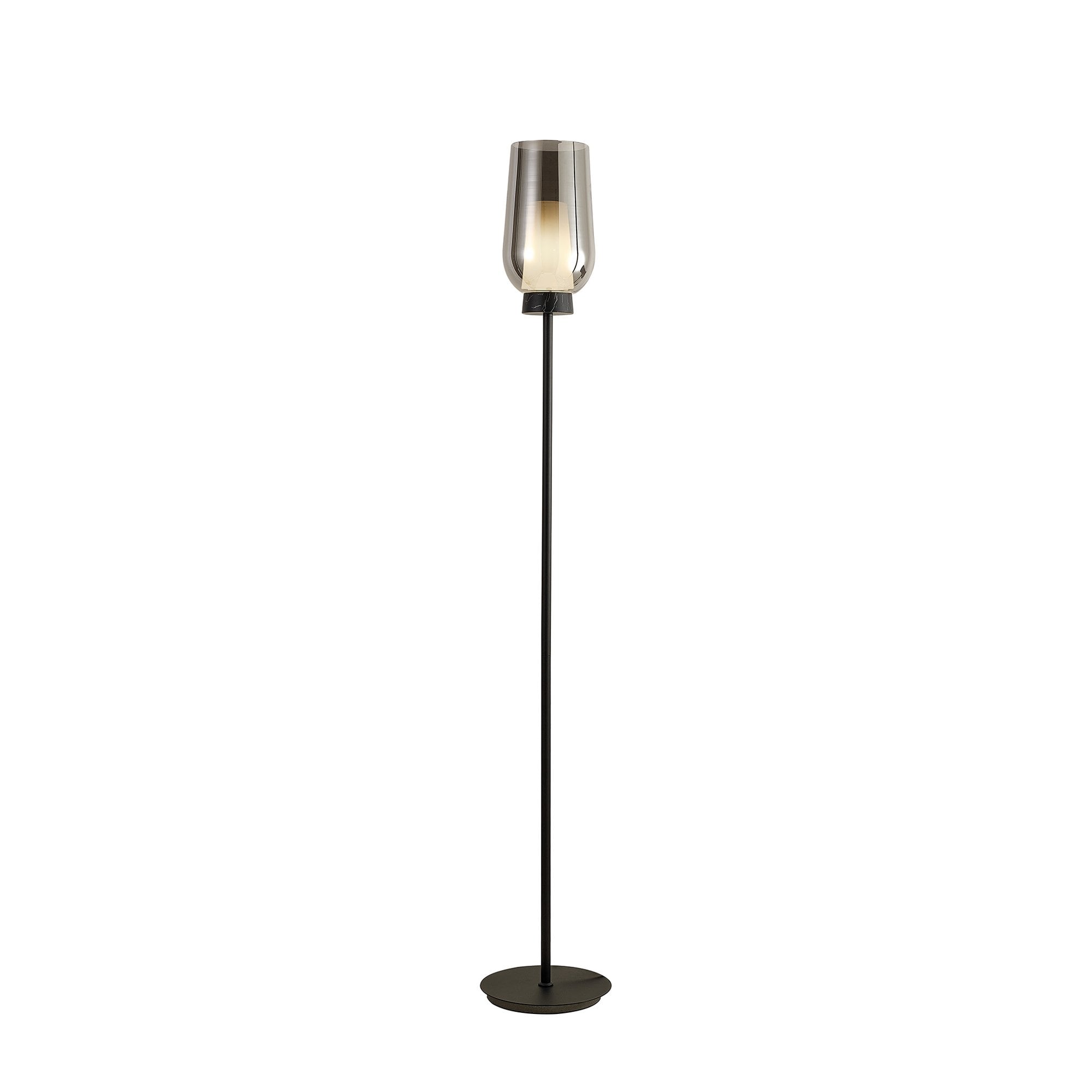 Mantra Nora 1 Light Floor Lamp - Black, Black Marble & Chrome Glass With Frosted Inner