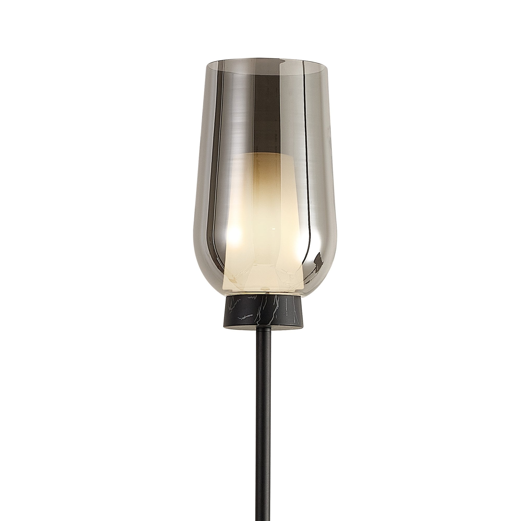 Mantra Nora 1 Light Floor Lamp - Black, Black Marble & Chrome Glass With Frosted Inner