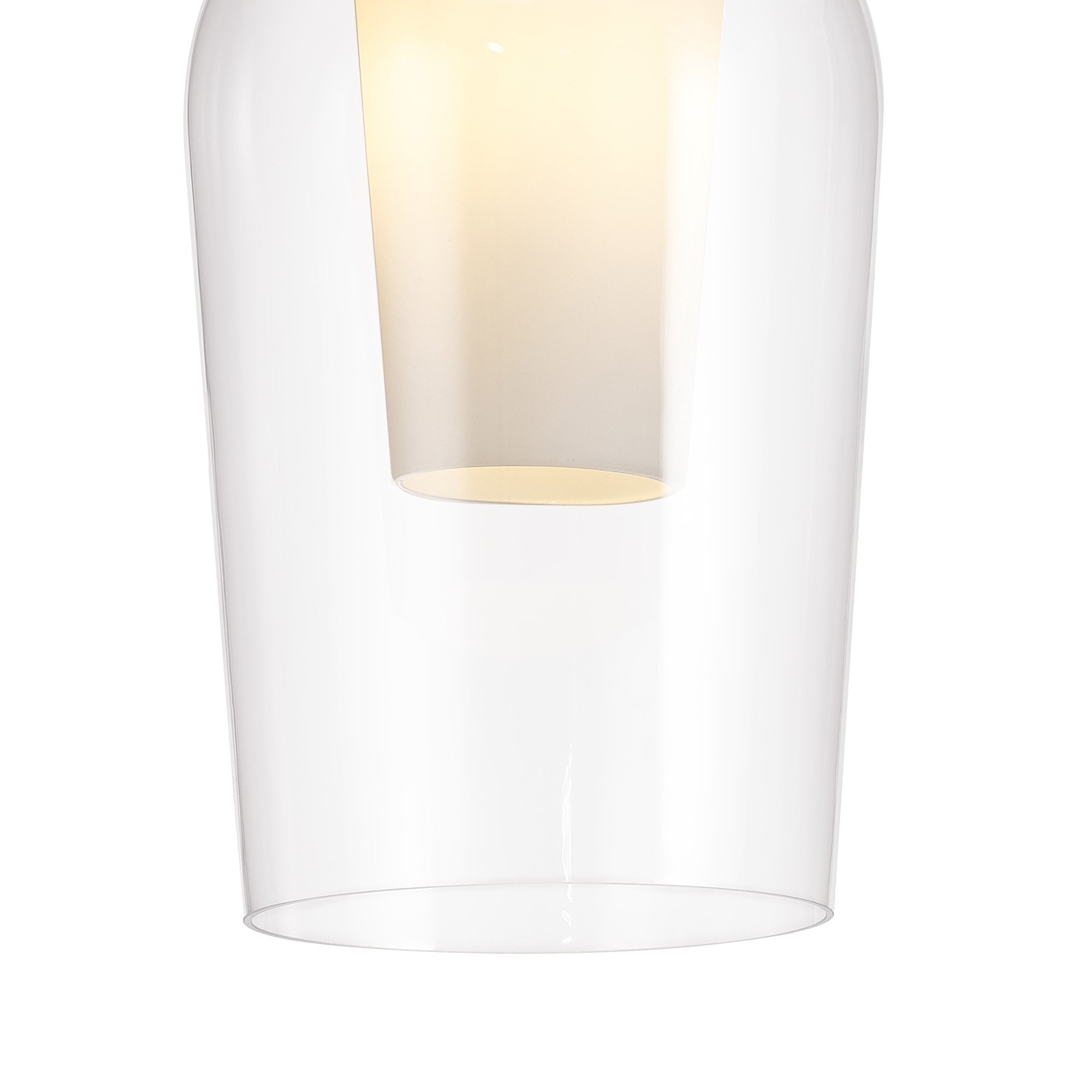 Mantra Nora 1 Light Semi-Flush Ceiling Light - Gold, White & Clear Glass With Frosted Inner