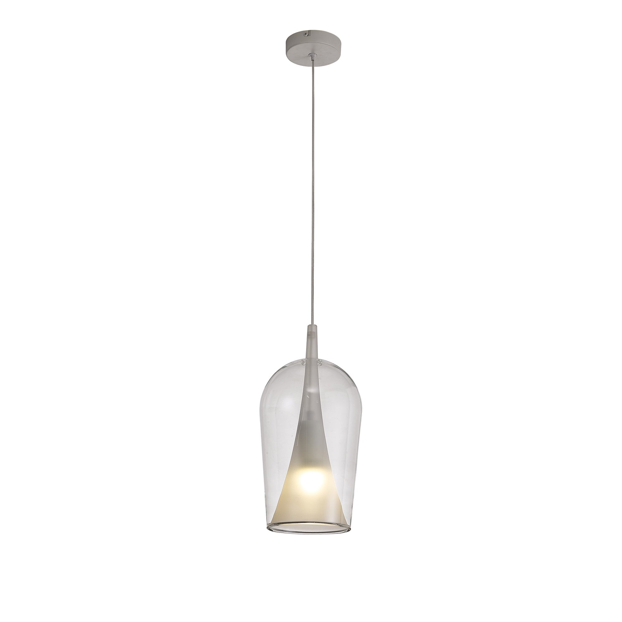 Mantra Elsa 1 Light Pendant - Champagne Glass Shade - Clear Glass With Frosted Inner Cone