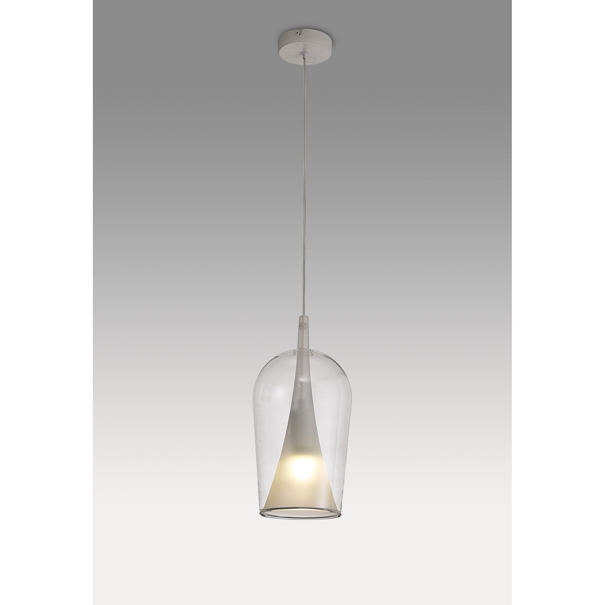 Mantra Elsa 1 Light Pendant - Champagne Glass Shade - Clear Glass With Frosted Inner Cone