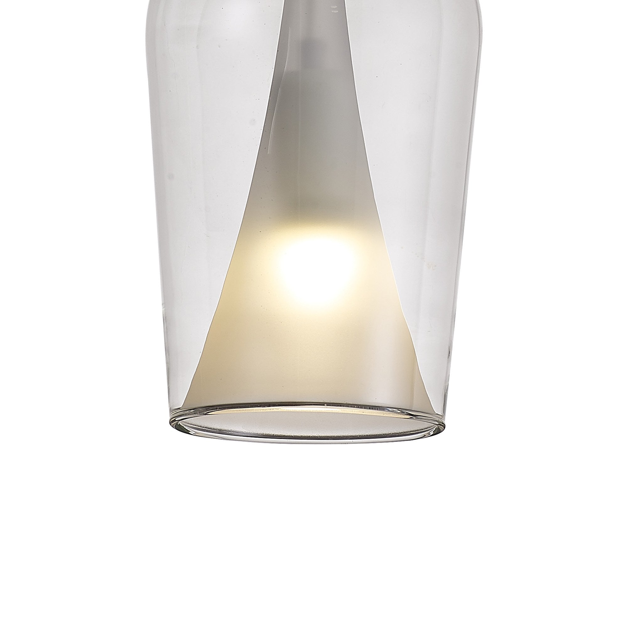 Mantra Elsa 1 Light Pendant - Champagne Glass Shade - Clear Glass With Frosted Inner Cone