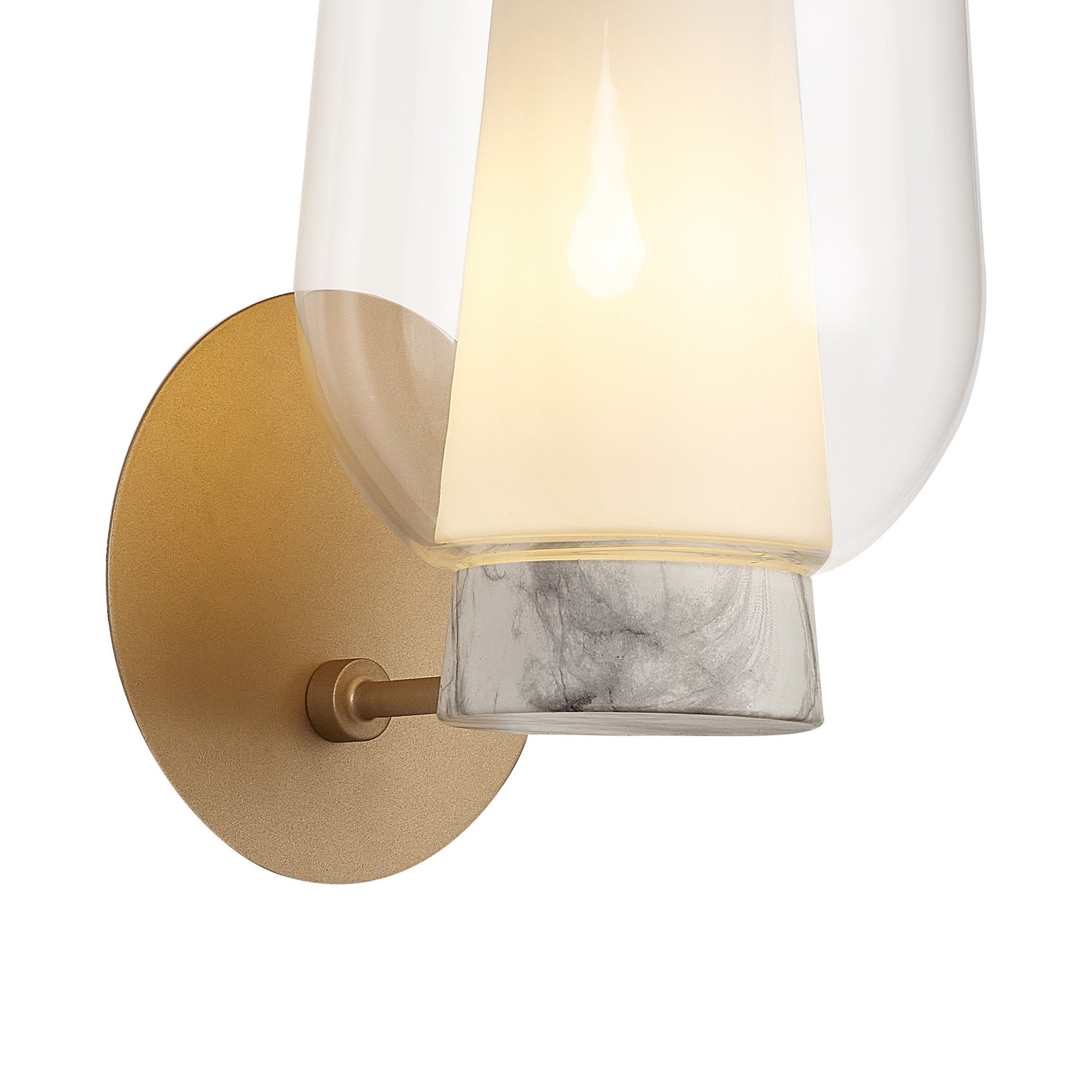 Mantra Nora 1 Light Wall Lamp - Gold, White & Clear Glass With Frosted Inner