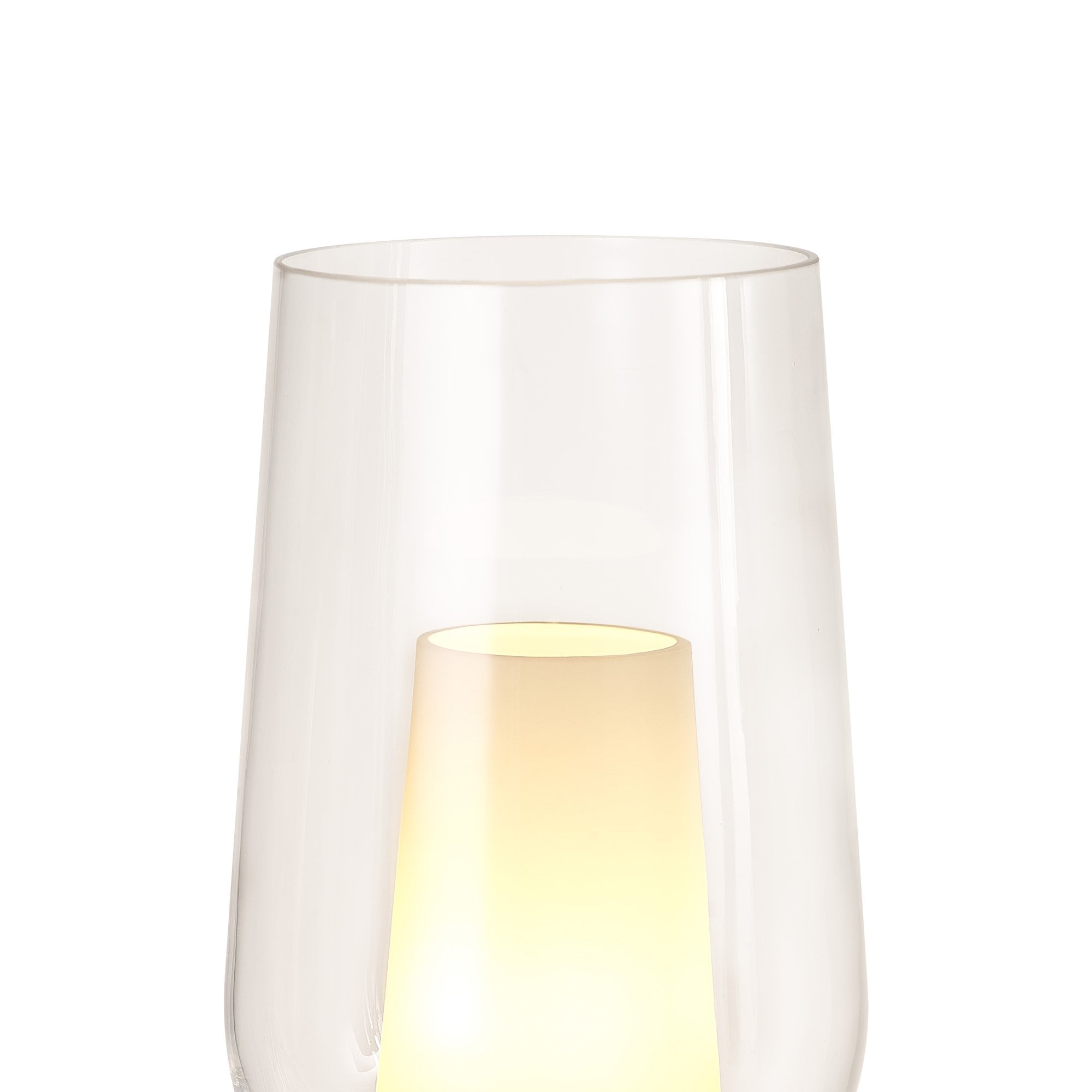 Mantra Nora 1 Light Table Lamp - White, Wood & Clear Glass With Frosted Inner