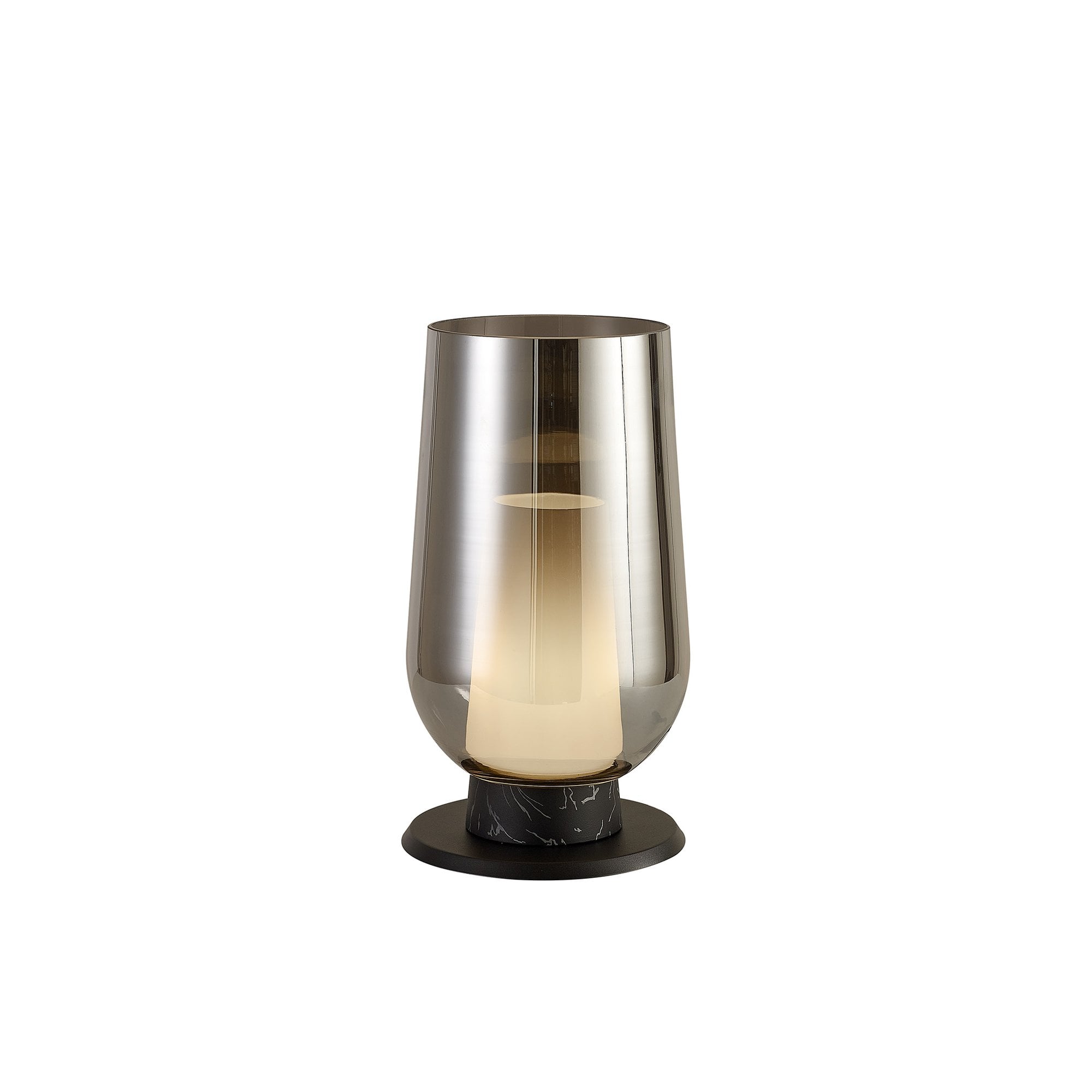 Mantra Nora 1 Light Table Lamp - Black, Black Marble & Chrome Glass With Frosted Inner