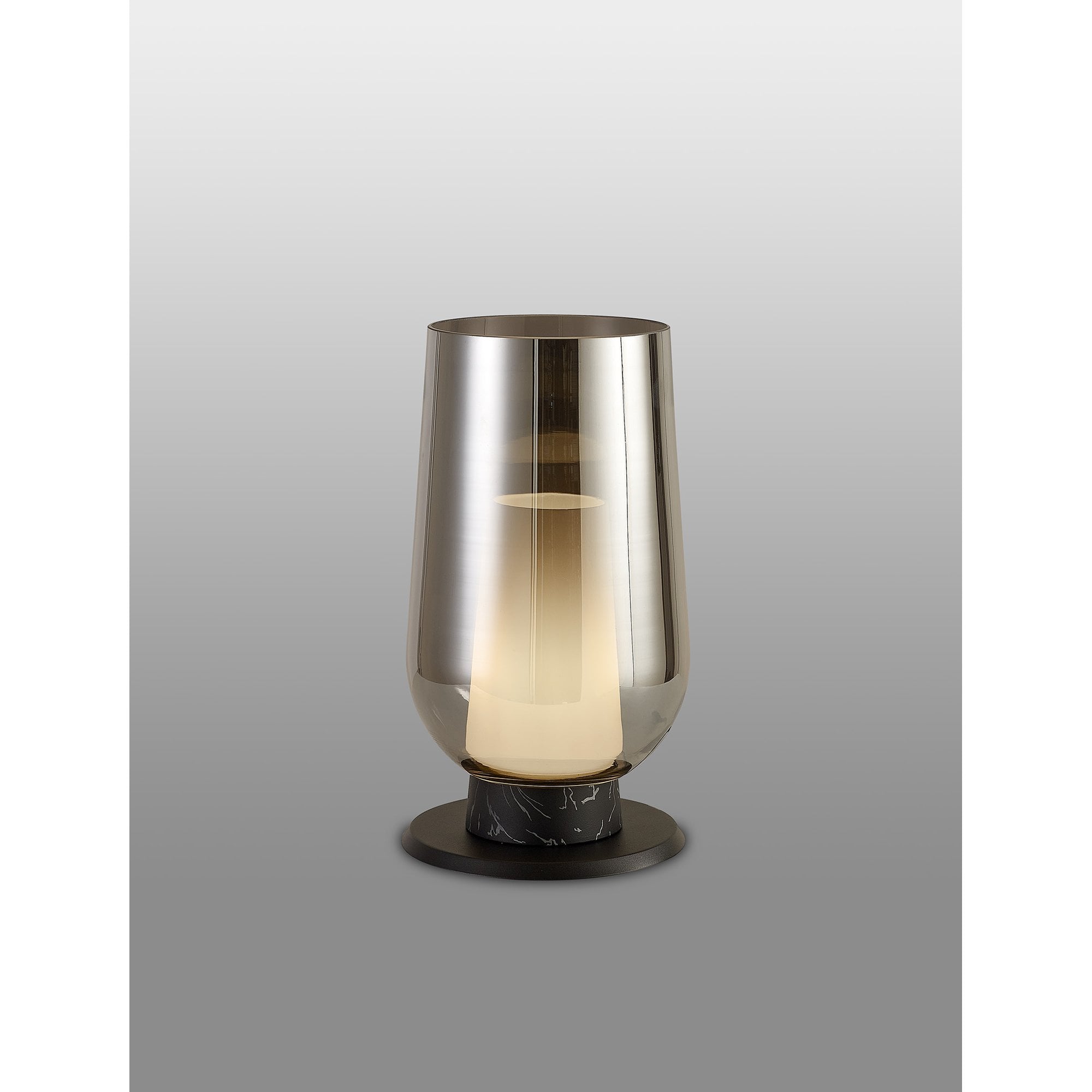 Mantra Nora 1 Light Table Lamp - Black, Black Marble & Chrome Glass With Frosted Inner
