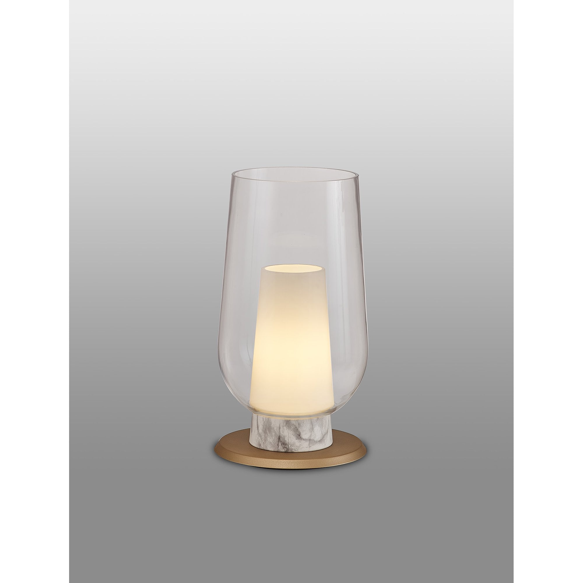 Mantra Nora 1 Light Table Lamp - Gold, White & Clear Glass With Frosted Inner