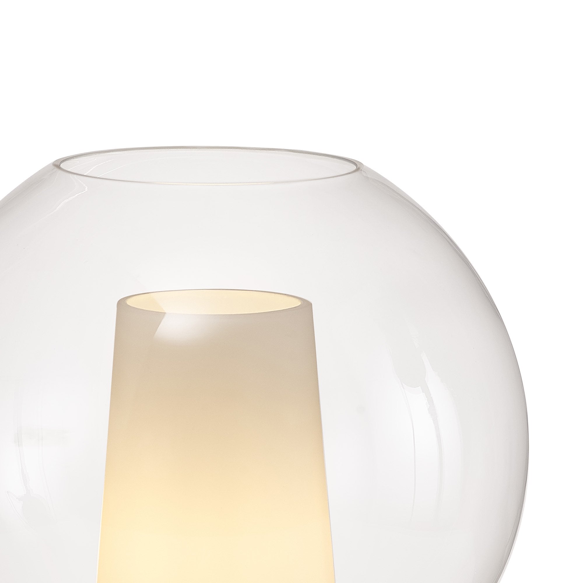 Mantra Nora 1 Light Ball Table Lamp - Gold, White & Clear Glass