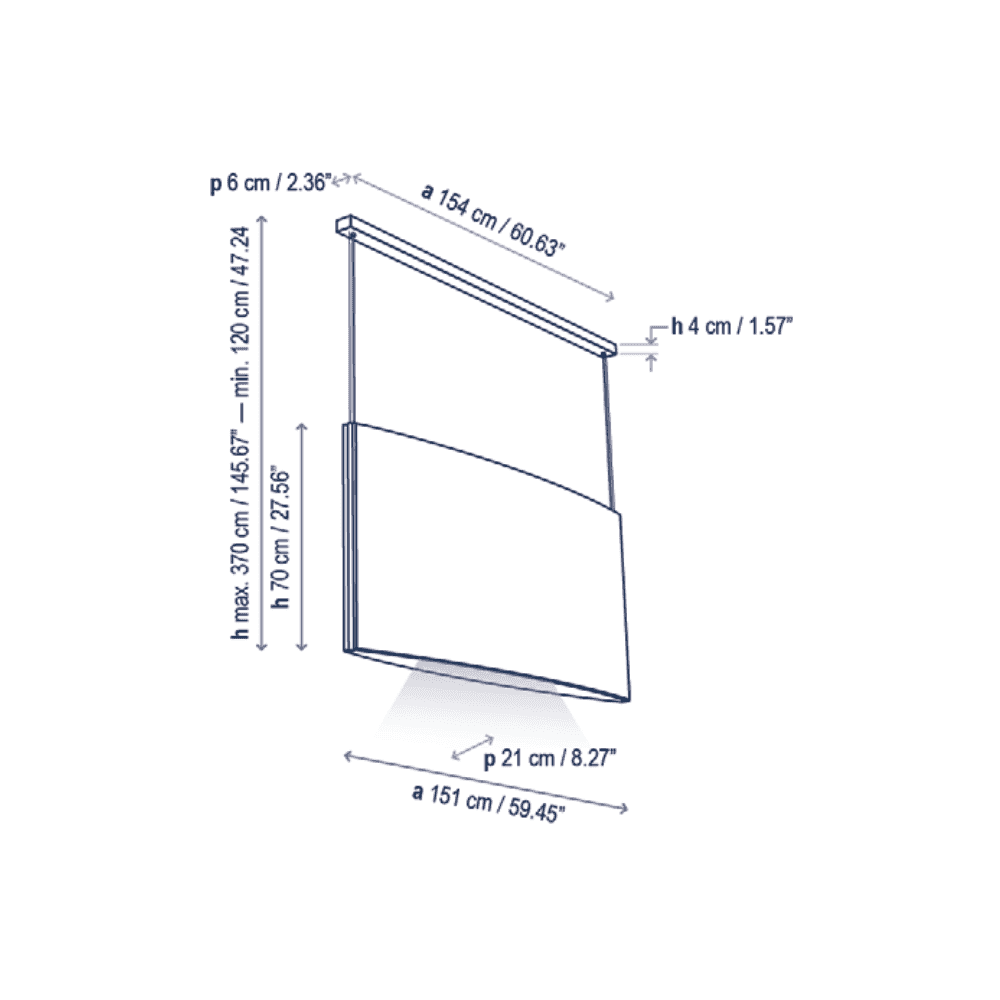 Bover Noren S/151.2 Wide 151cm Linear Acoustic Pendant - Light Grey