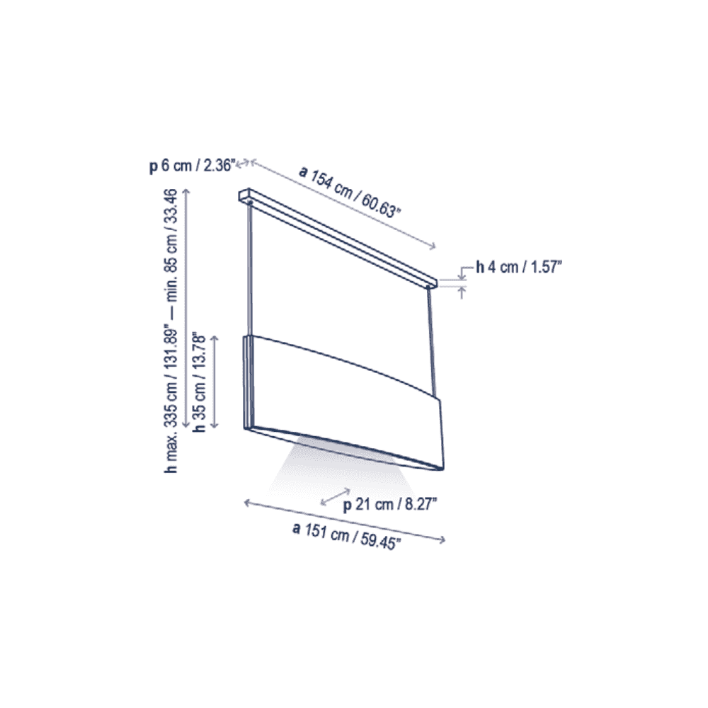 Bover Noren S/151 Narrow 151cm Linear Acoustic Pendant - Dark Grey