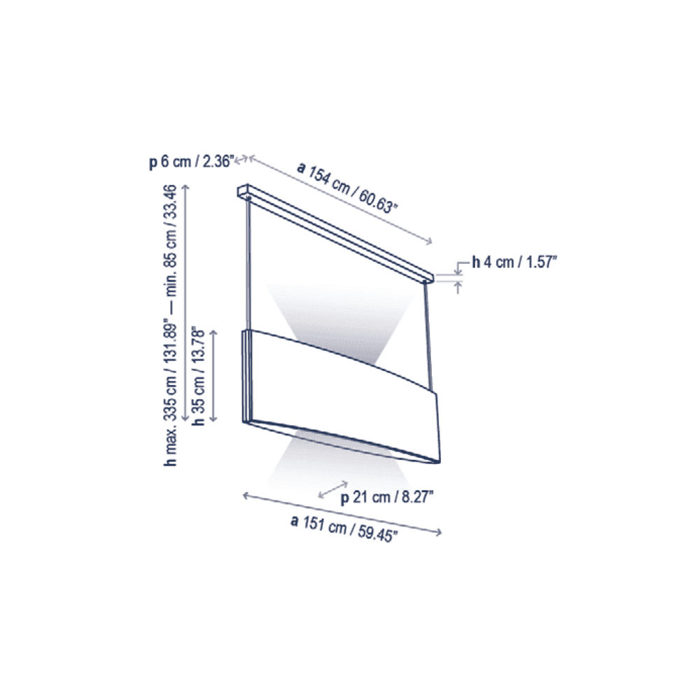 Bover Noren S/151 Narrow 151cm Linear Acoustic Pendant - Dark Grey