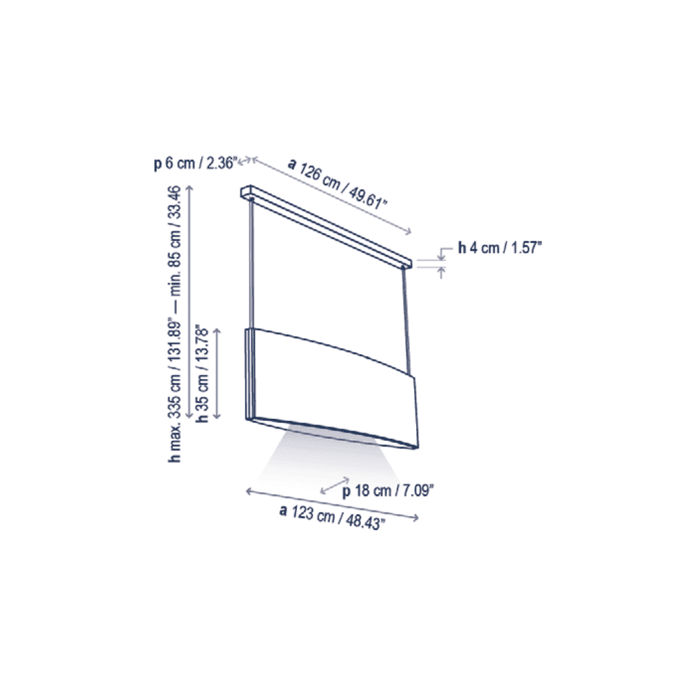 Bover Noren S/123 Narrow 123cm Linear Acoustic Pendant - Dark Grey