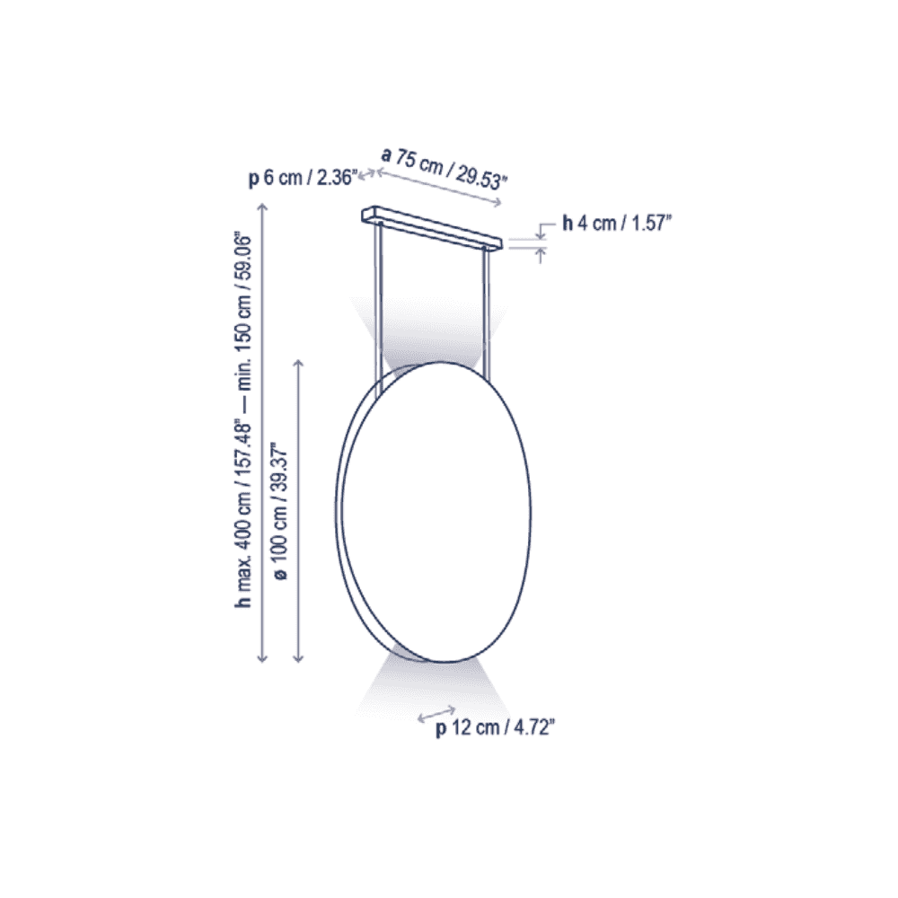 Bover Noren S/100 Large Round Acoustic Pendant - Light Grey