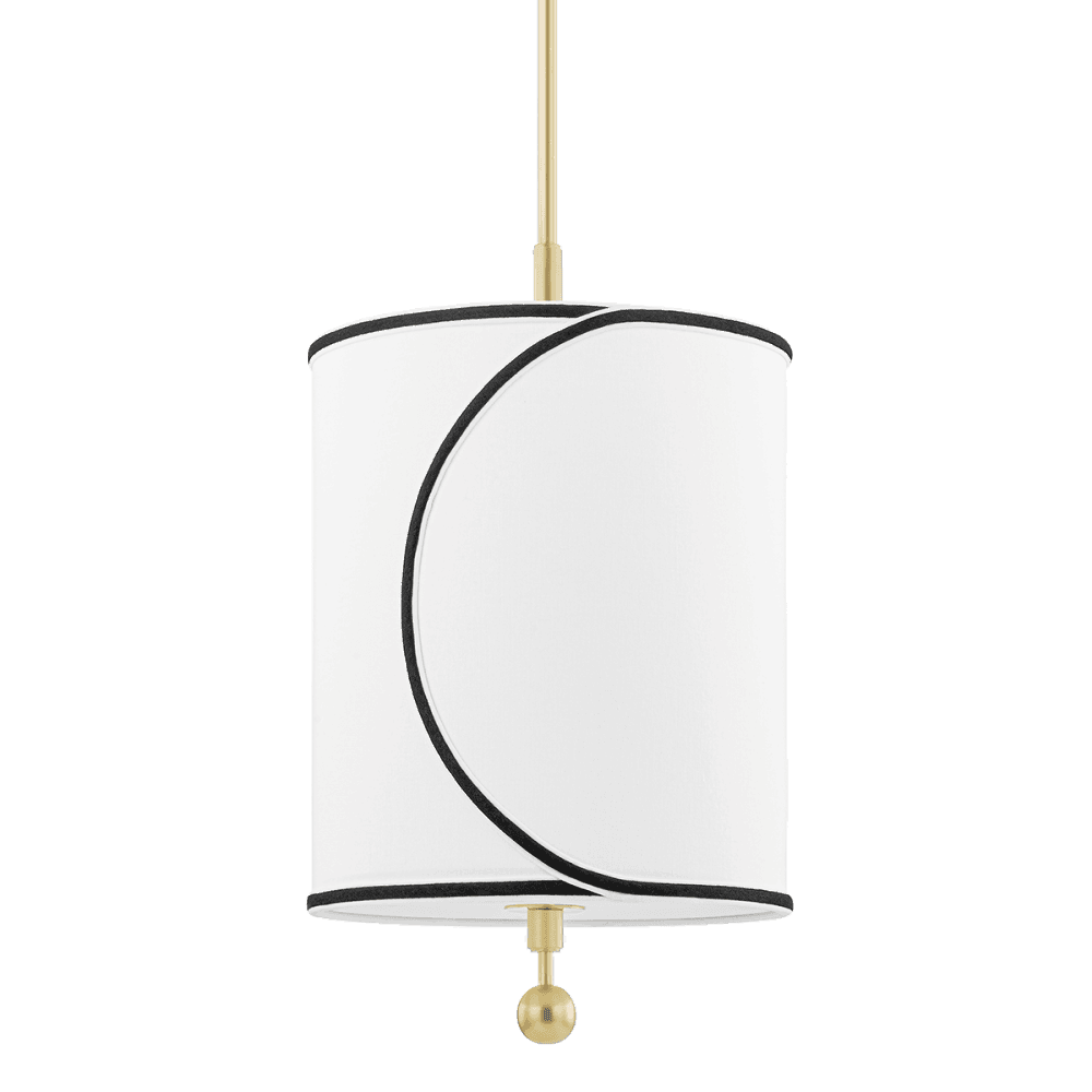 Mitzi Zara 1 Light Small Pendant - Aged Brass & White