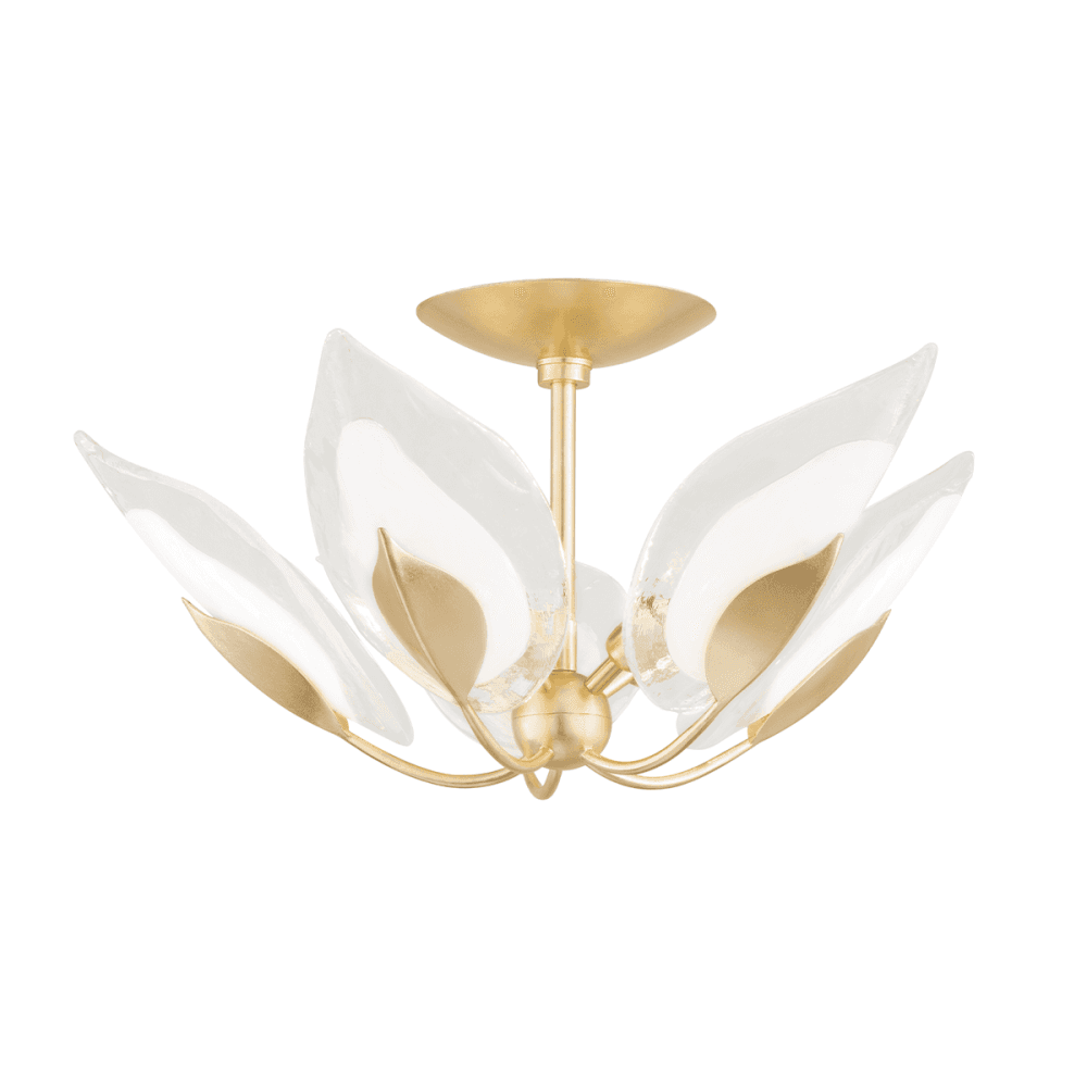Hudson Valley Blossom 5 Light Semi Flush - Gold Leaf