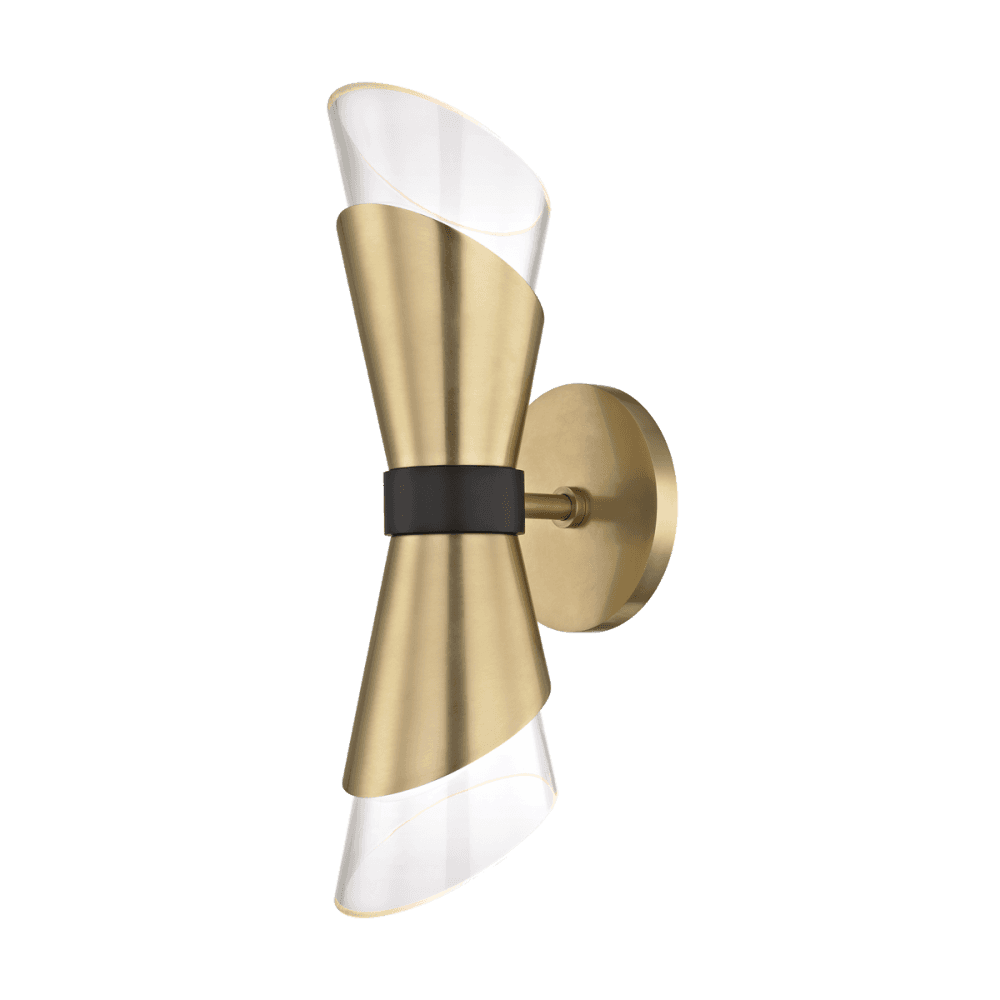 Mitzi Angie 2 Light Wall Sconce Light - Aged Brass & Black