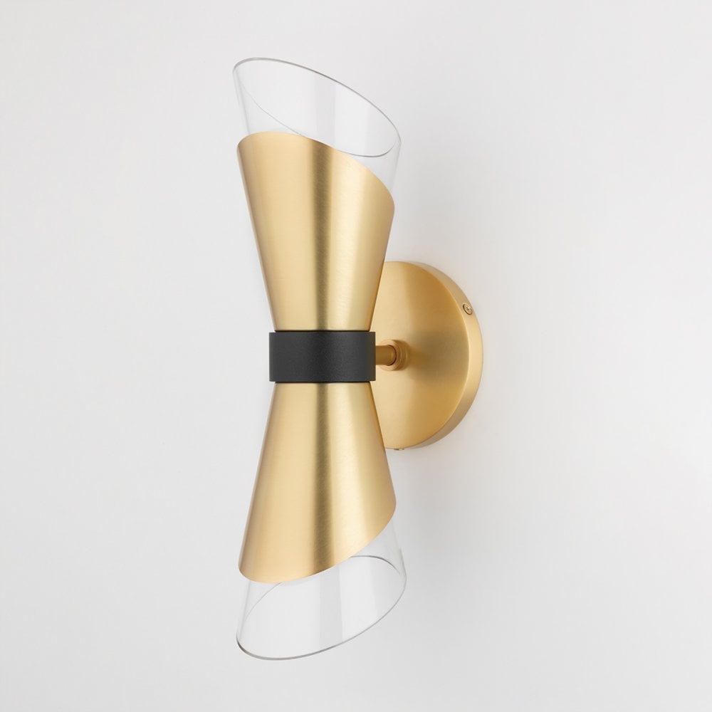 Mitzi Angie 2 Light Wall Sconce Light - Aged Brass & Black