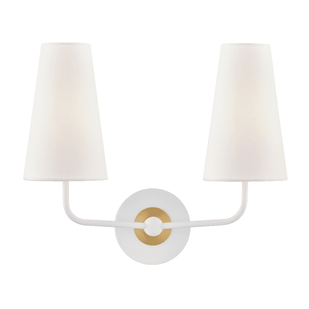 Mitzi Merri 2 Light Wall Sconce Light - Aged Brass & White