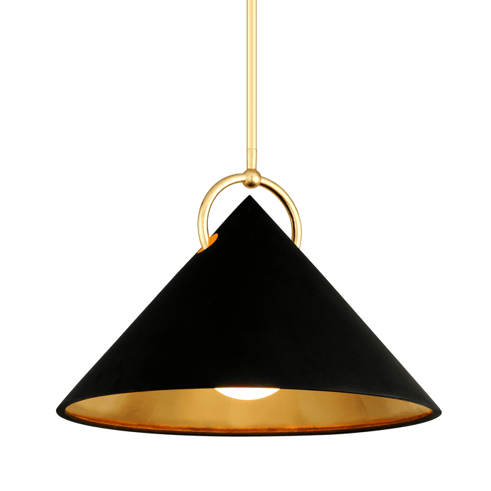 Corbett Charm Small 1 Light Pendant - Black & Gold Leaf