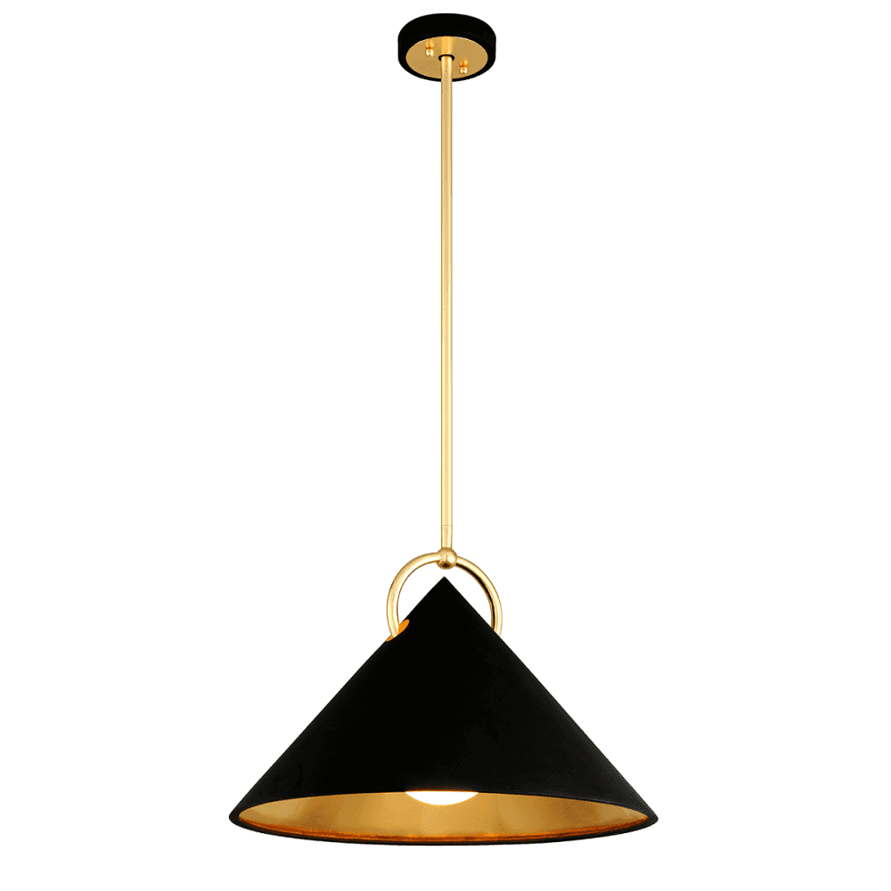 Corbett Charm Small 1 Light Pendant - Black & Gold Leaf