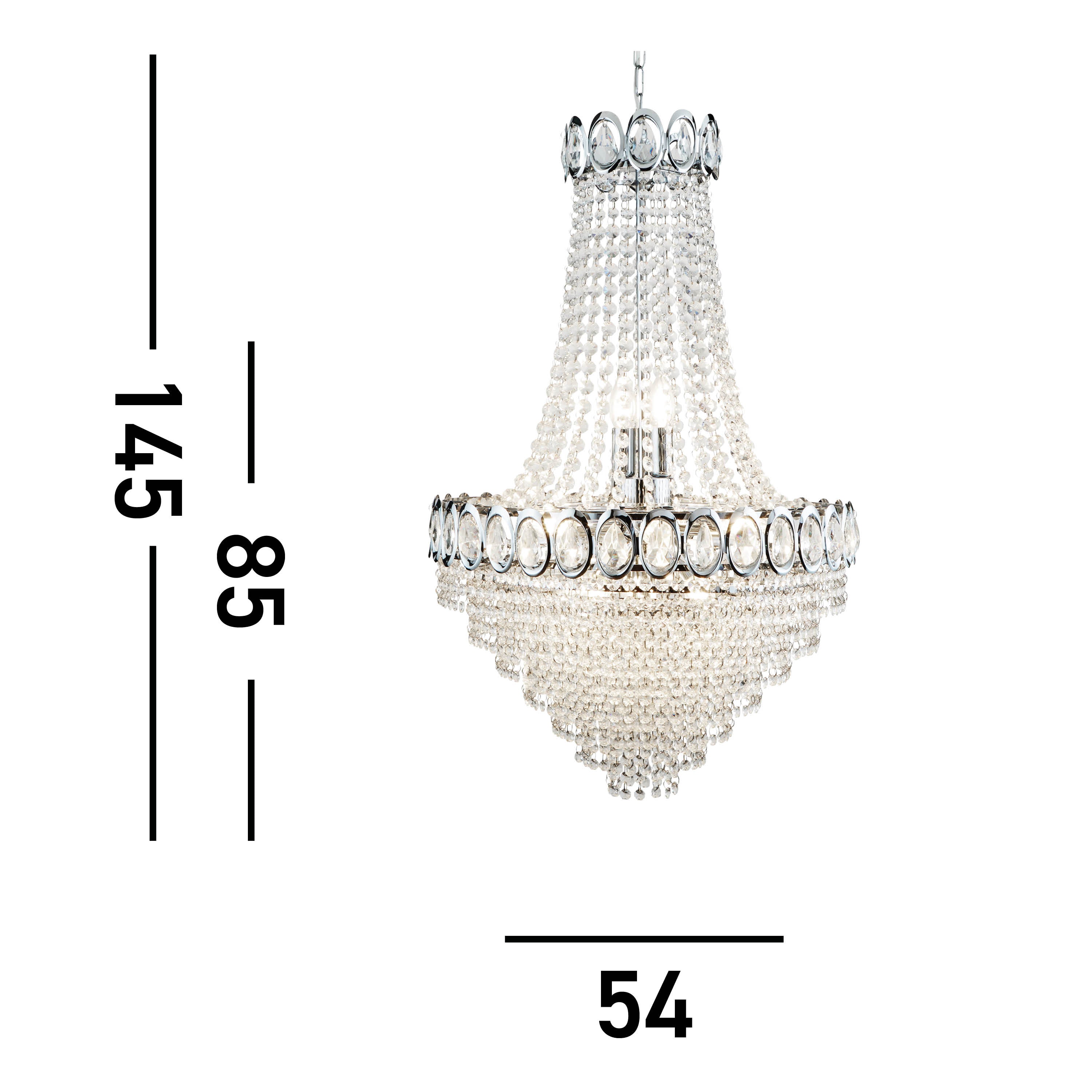 Searchlight Leadenhall 11 Light Chandelier - Chrome & Crystal