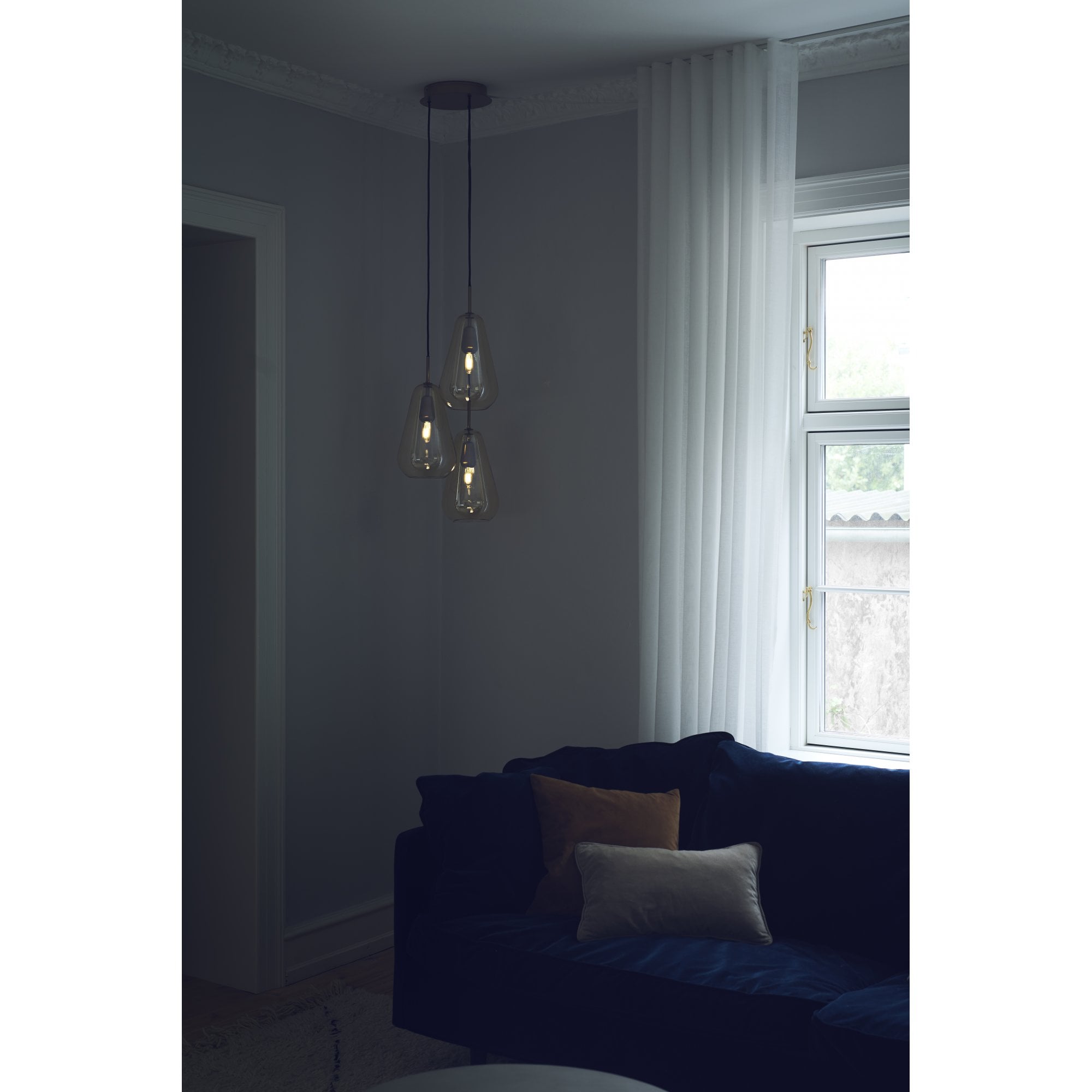 Nuura Anoli 3 Light Chandelier - Nordic Gold & Gold Glass