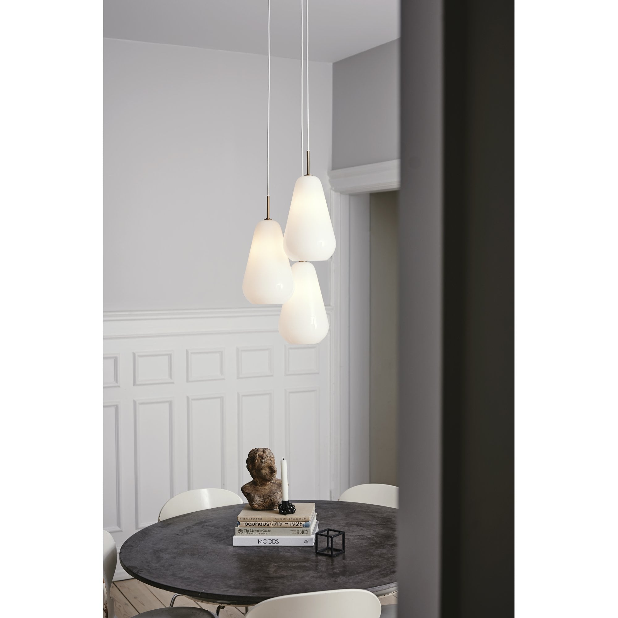 Nuura Anoli 3 Light Chandelier - Nordic Gold & Opal Glass