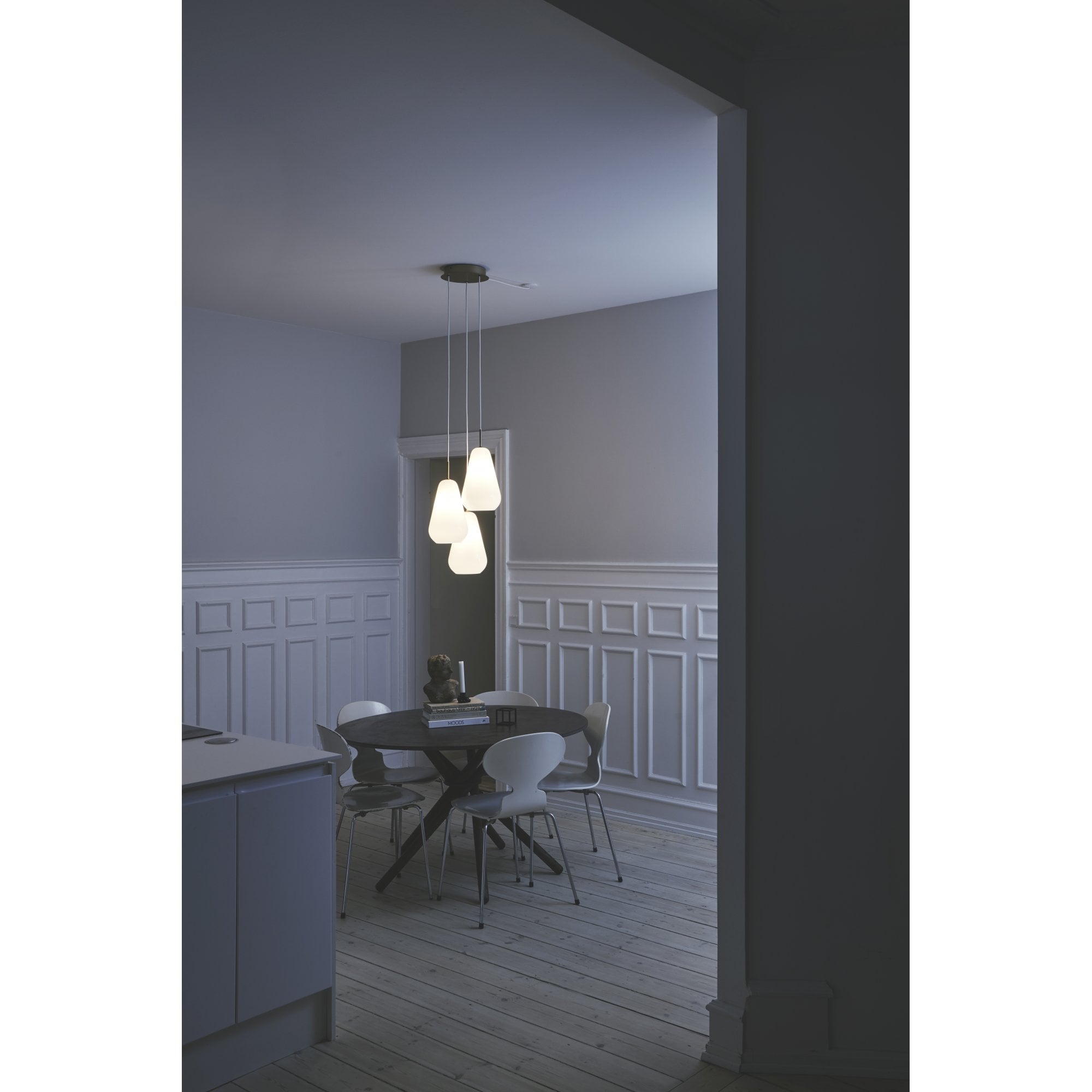 Nuura Anoli 3 Light Chandelier - Nordic Gold & Opal Glass