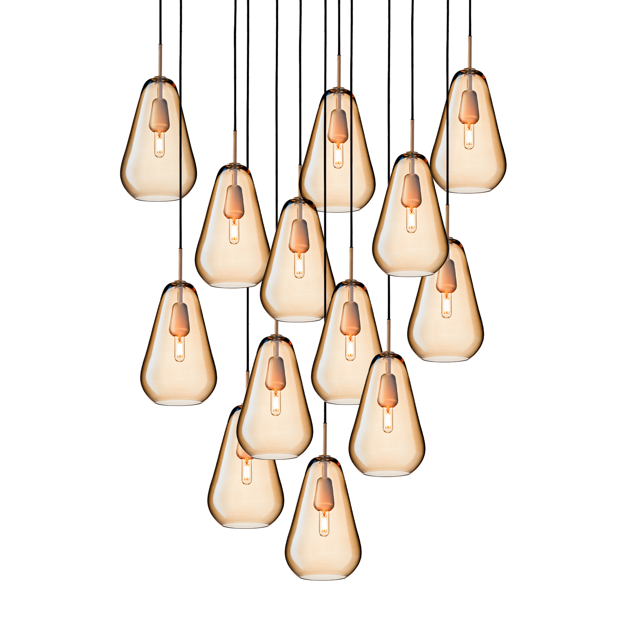 Nuura Anoli 13 Light Chandelier - Nordic Gold & Gold Glass