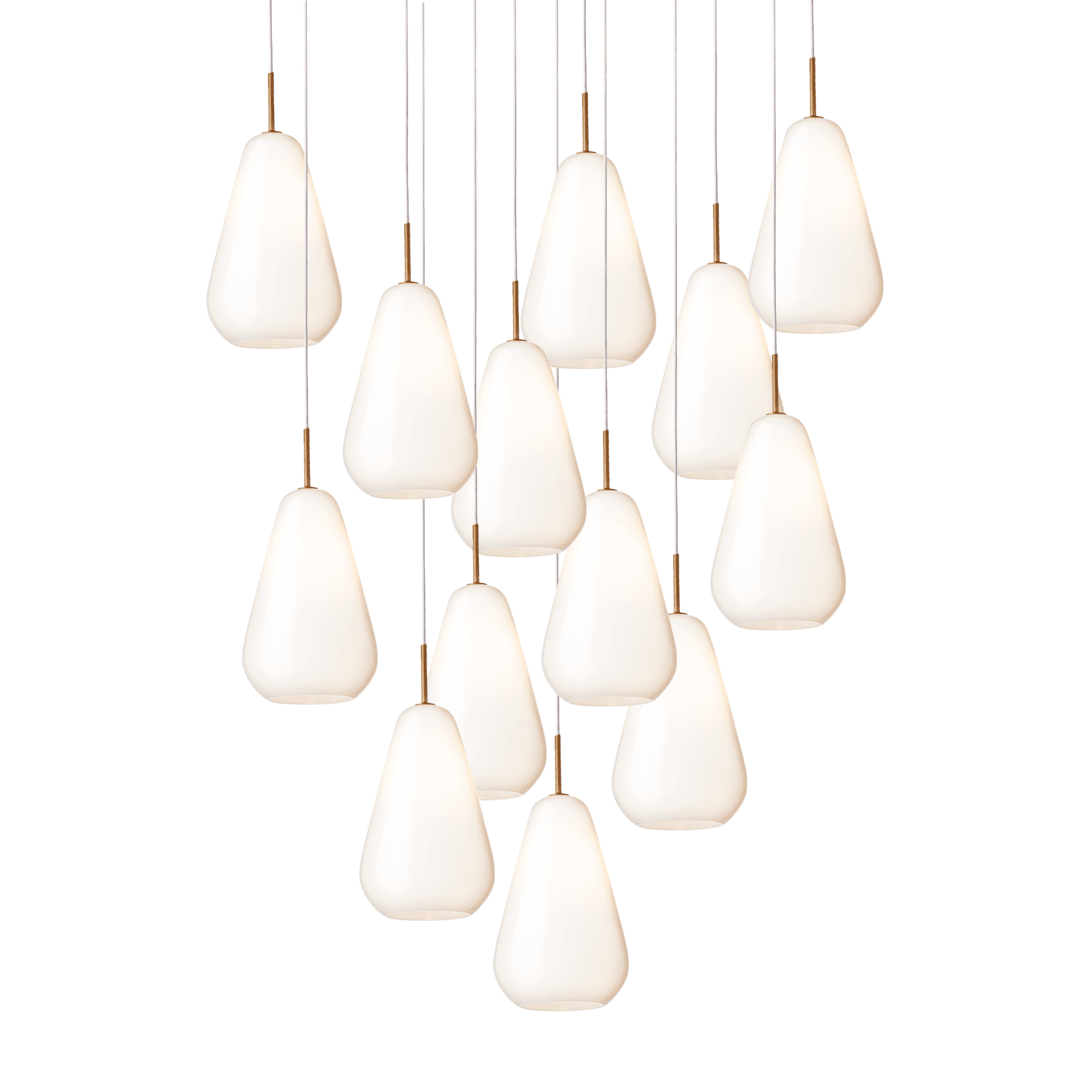 Nuura Anoli 13 Light Chandelier - Nordic Gold & Opal Glass