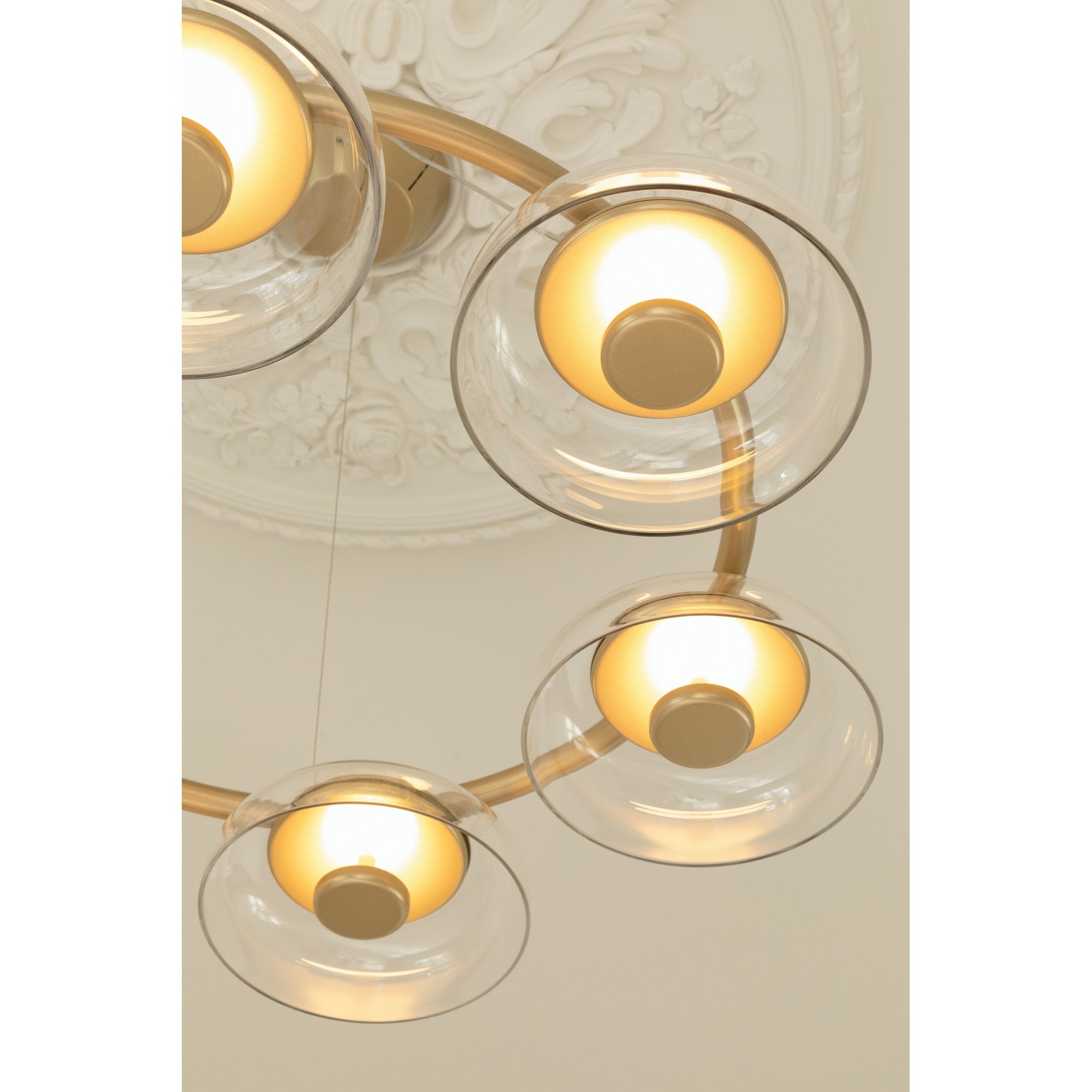Nuura Blossi 6 Light Chandelier - Nordic Gold & Clear Glass