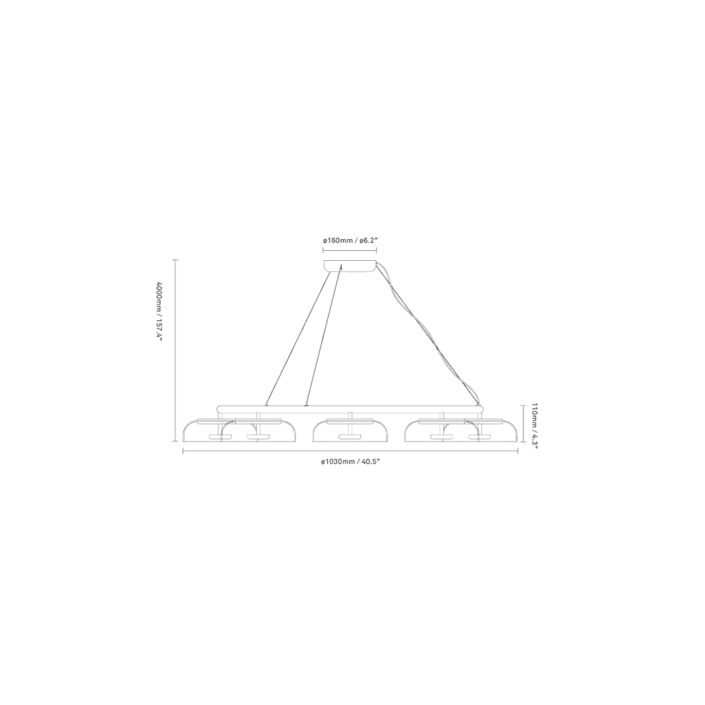 Nuura Blossi 8 Light Chandelier - Nordic Gold & Clear Glass