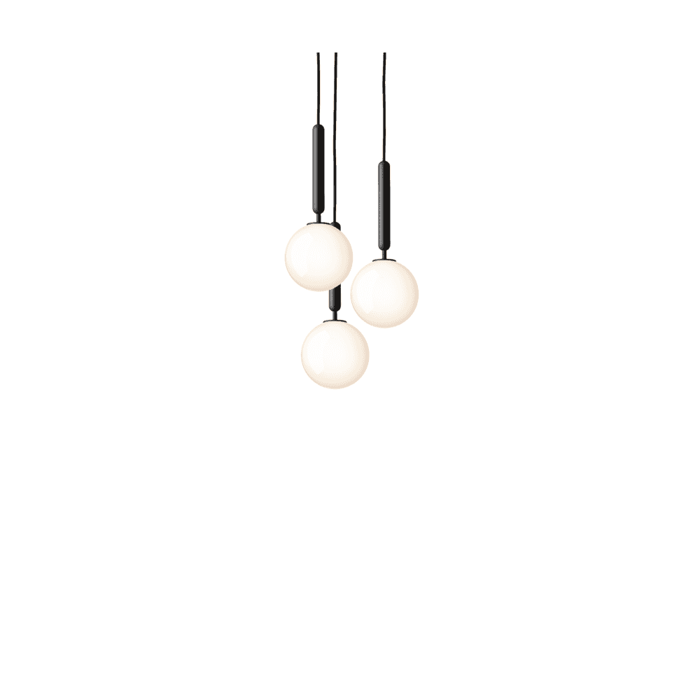 Nuura Miira 3 Light Chandelier - Rock Grey & Opal Glass