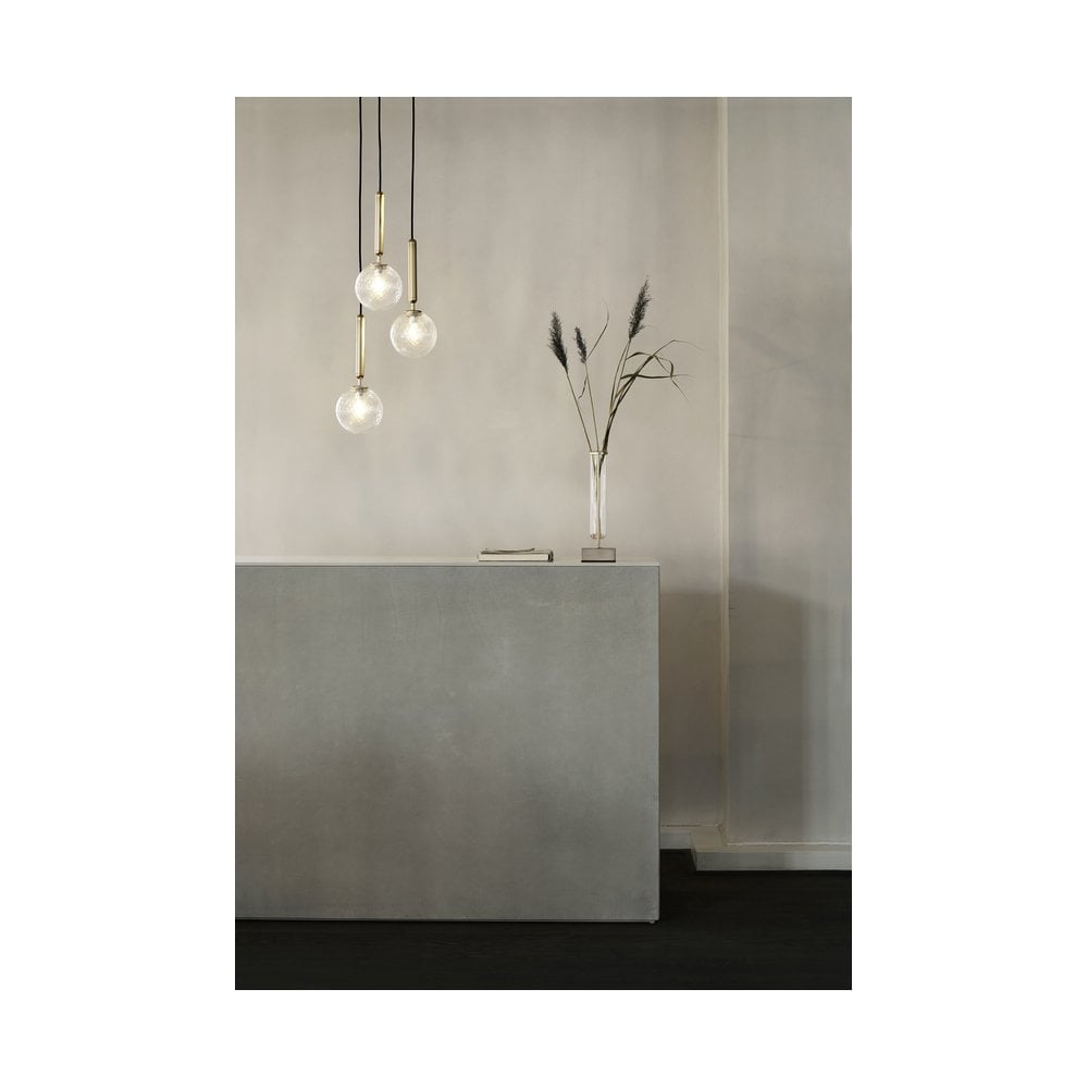 Nuura Miira 3 Light Chandelier - Brass & Optic Clear Glass