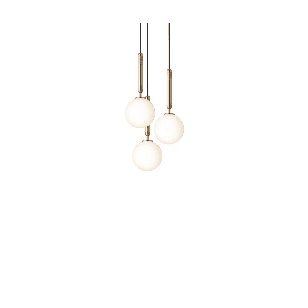 Nuura Miira 3 Light Chandelier - Brass & Opal Glass
