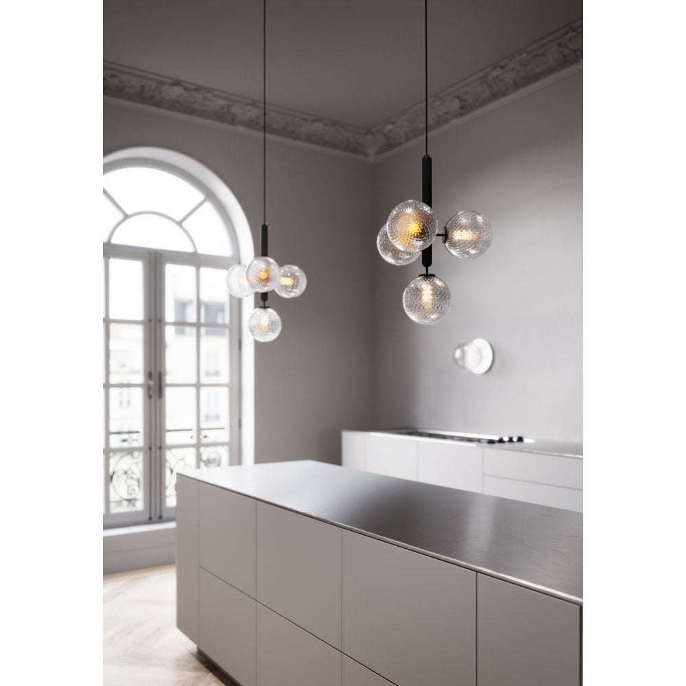 Nuura Miira 4 Light Chandelier - Rock Grey & Optic Glass